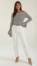 Top Anna de Hombros Descubiertos con Rayas Finas