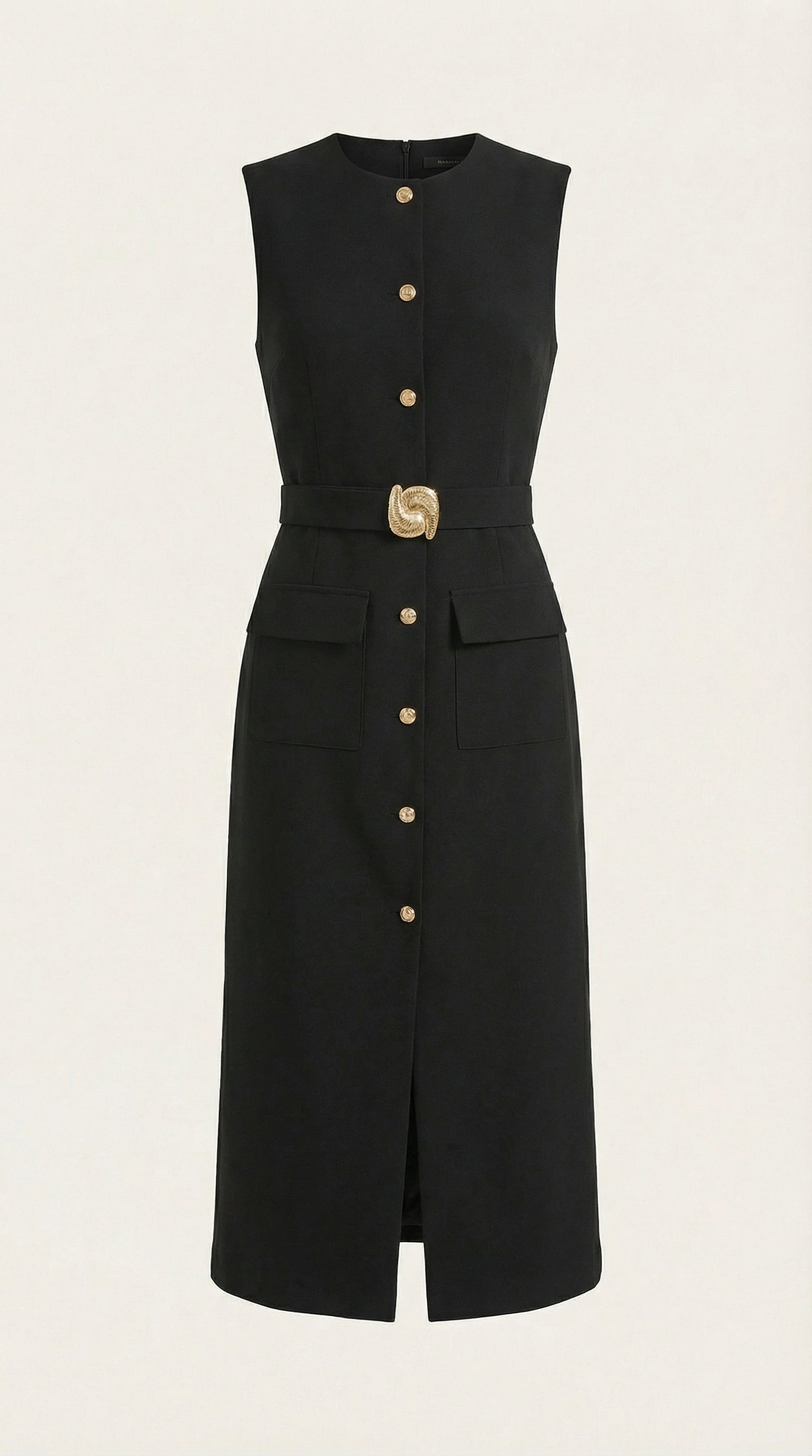 Vestido Midi Arlene con Botones Dorados