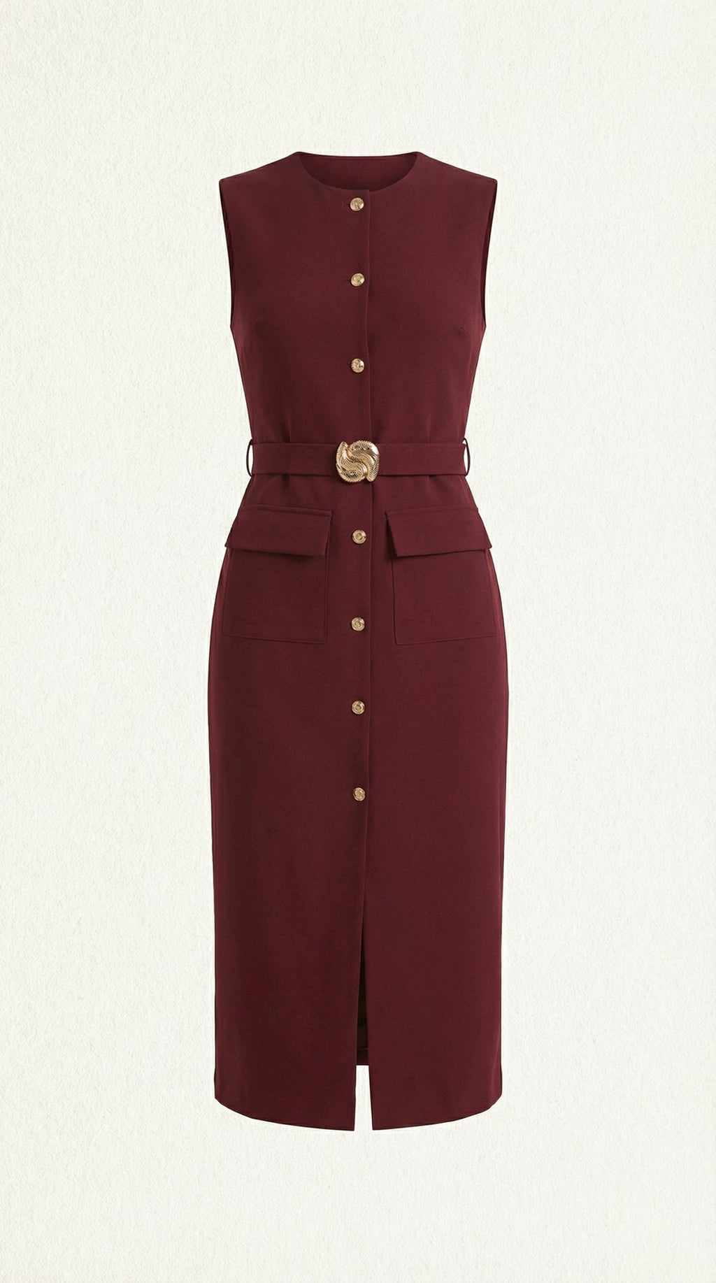 Vestido Midi Arlene con Botones Dorados