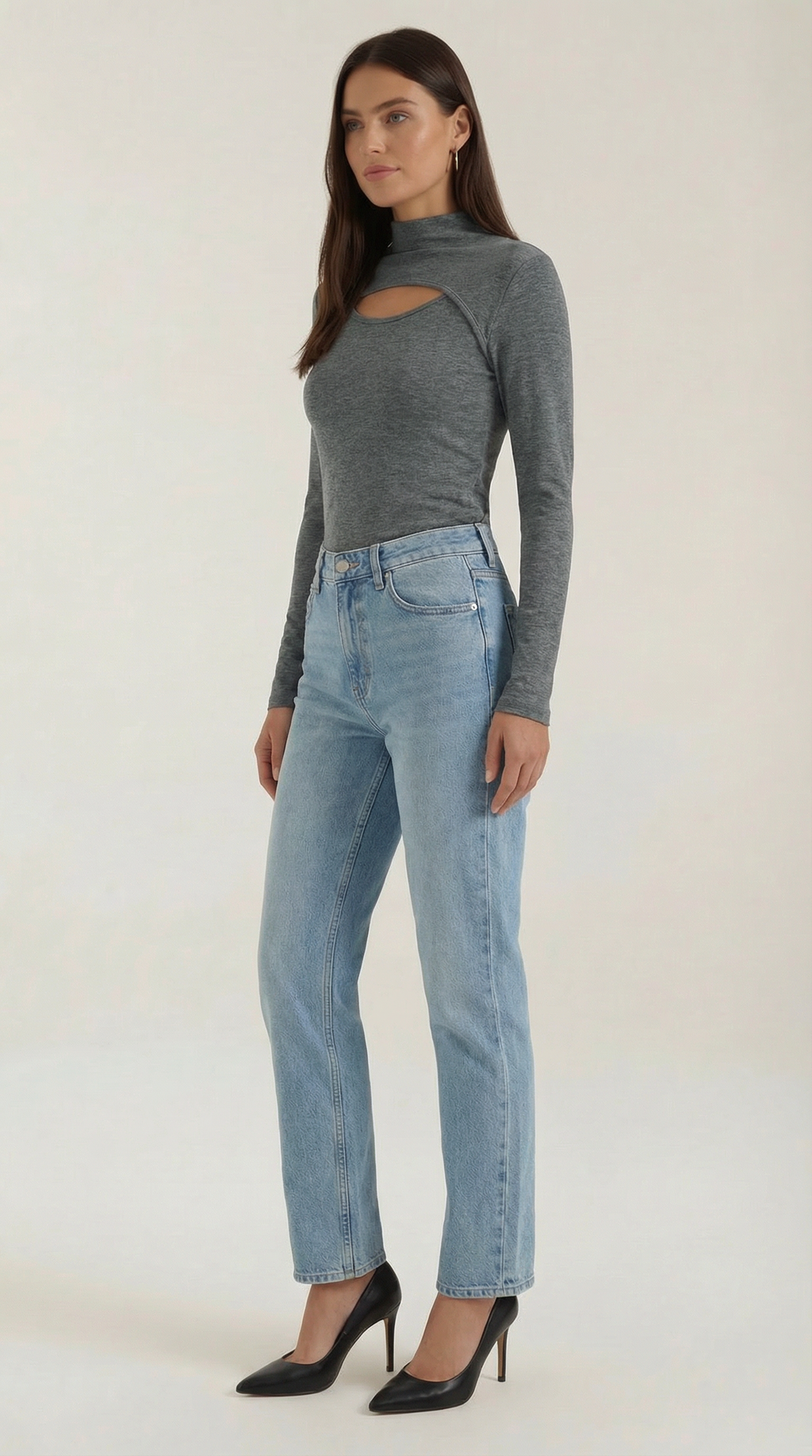 Top Barbara de Manga Larga con Cuello Alto