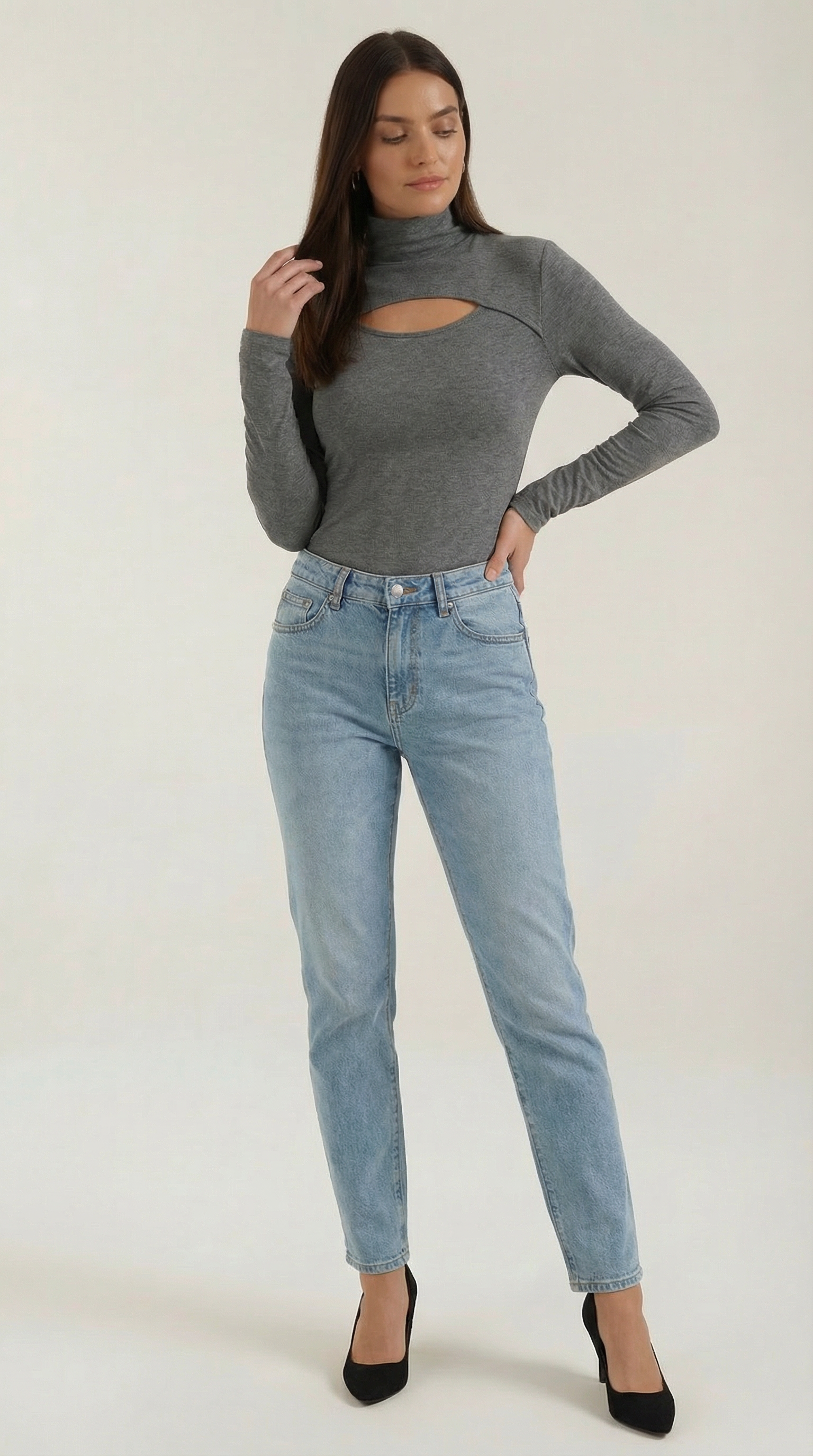Top Barbara de Manga Larga con Cuello Alto