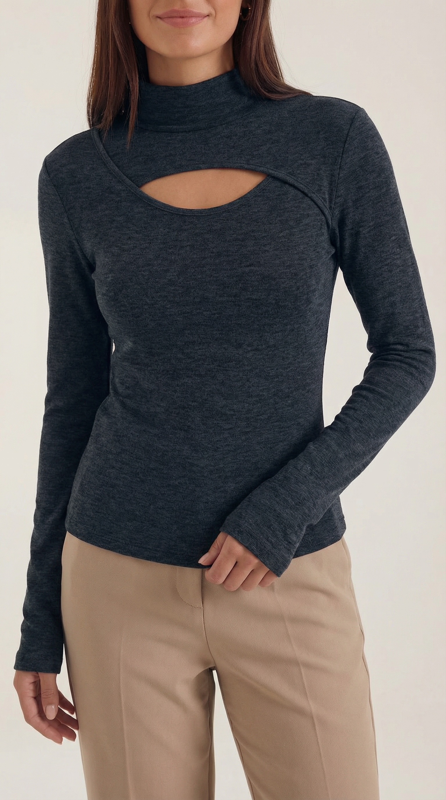 Top Barbara de Manga Larga con Cuello Alto
