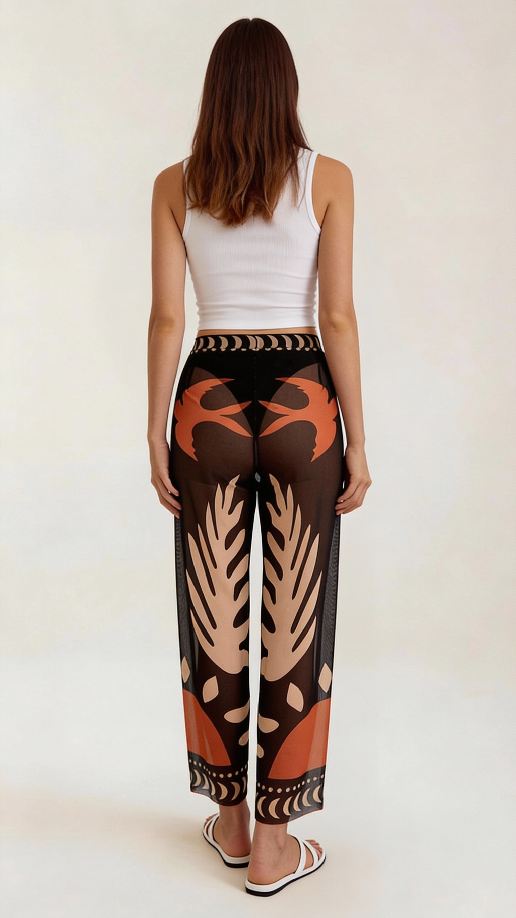 Pantalón Beth de Malla con Estampado Tropical