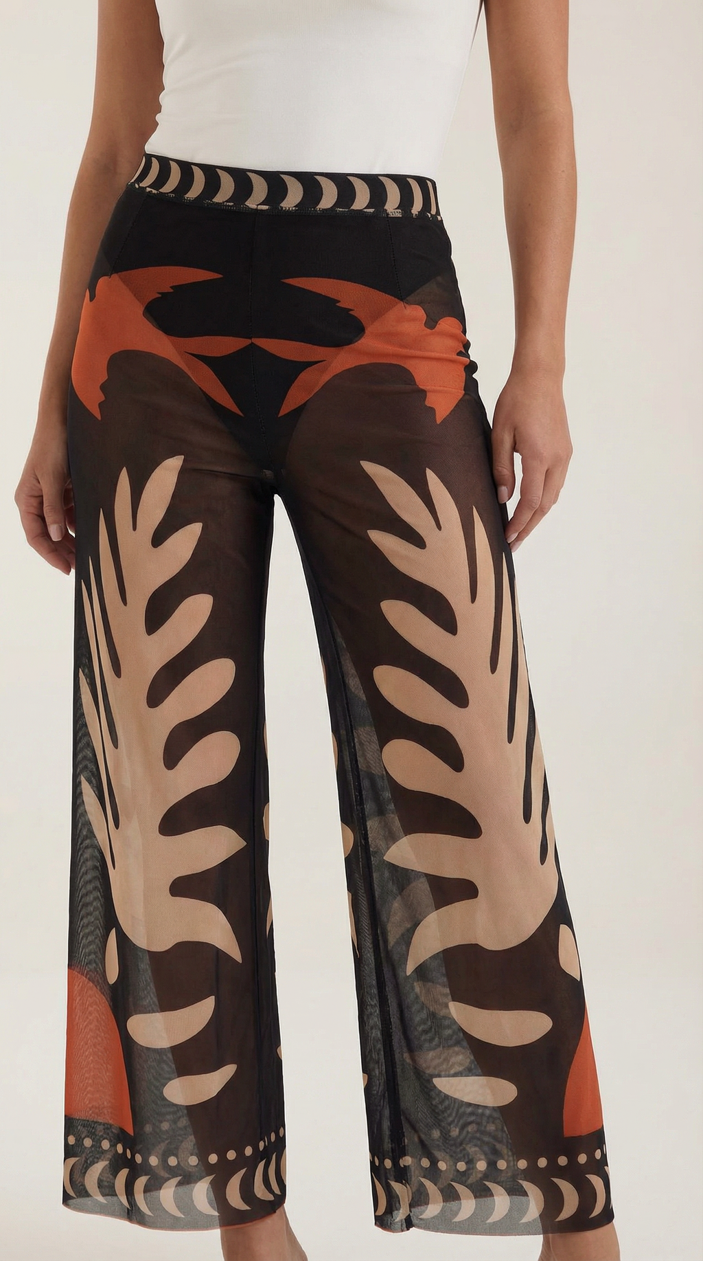 Pantalón Beth de Malla con Estampado Tropical