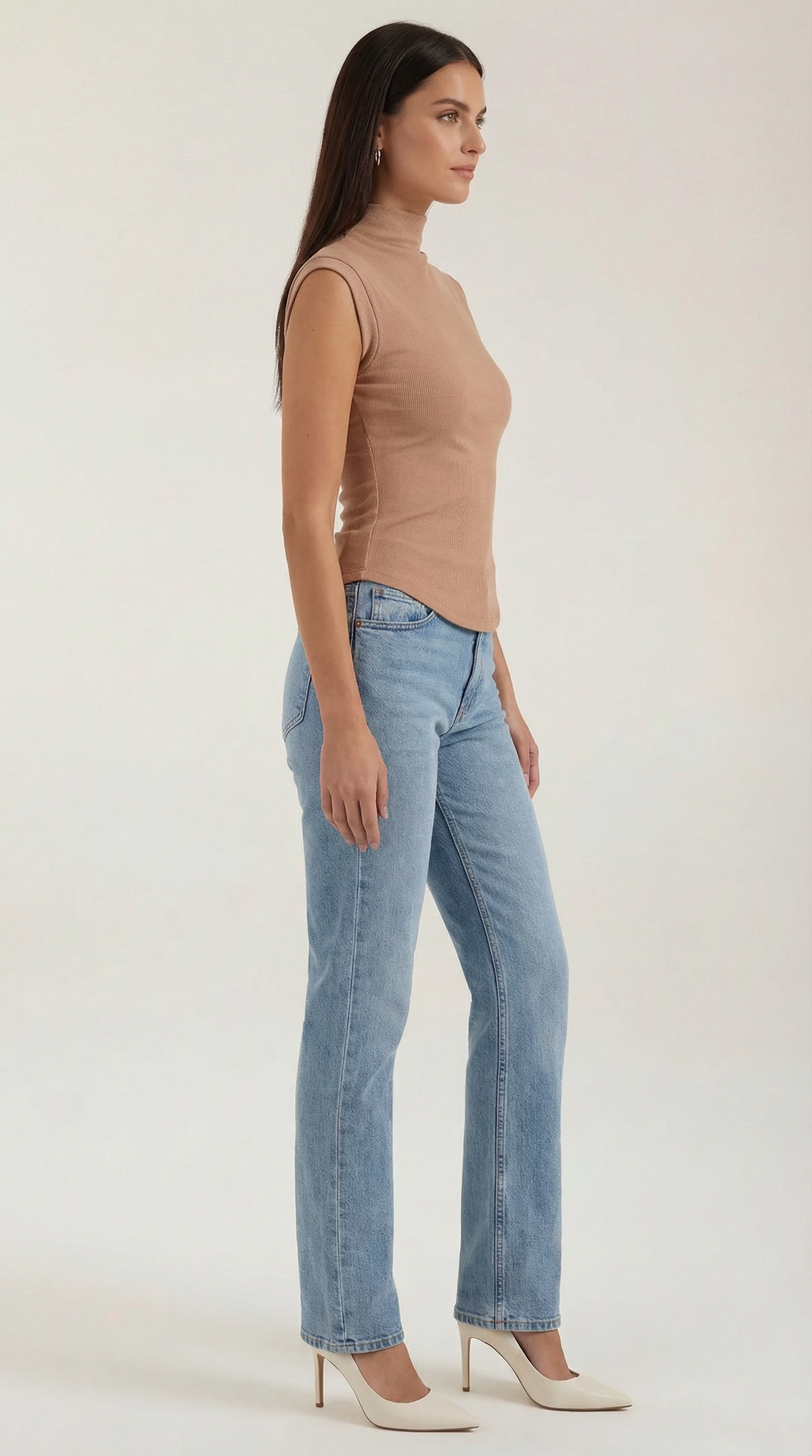 Top Cassandra de Punto Canalé con Cuello Alto