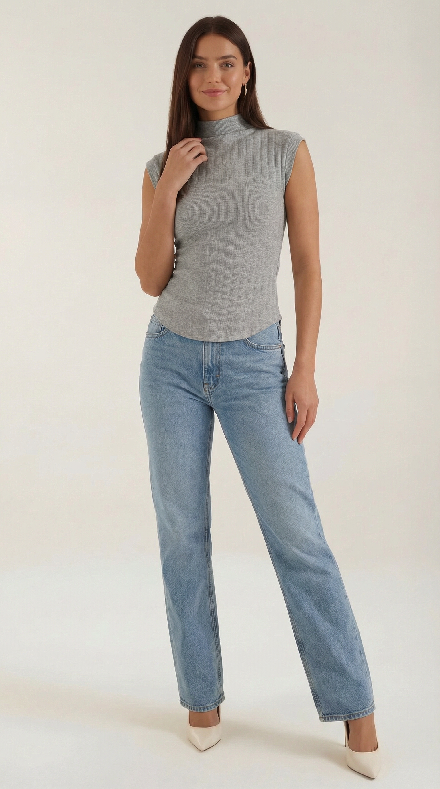 Top Cassandra de Punto Canalé con Cuello Alto