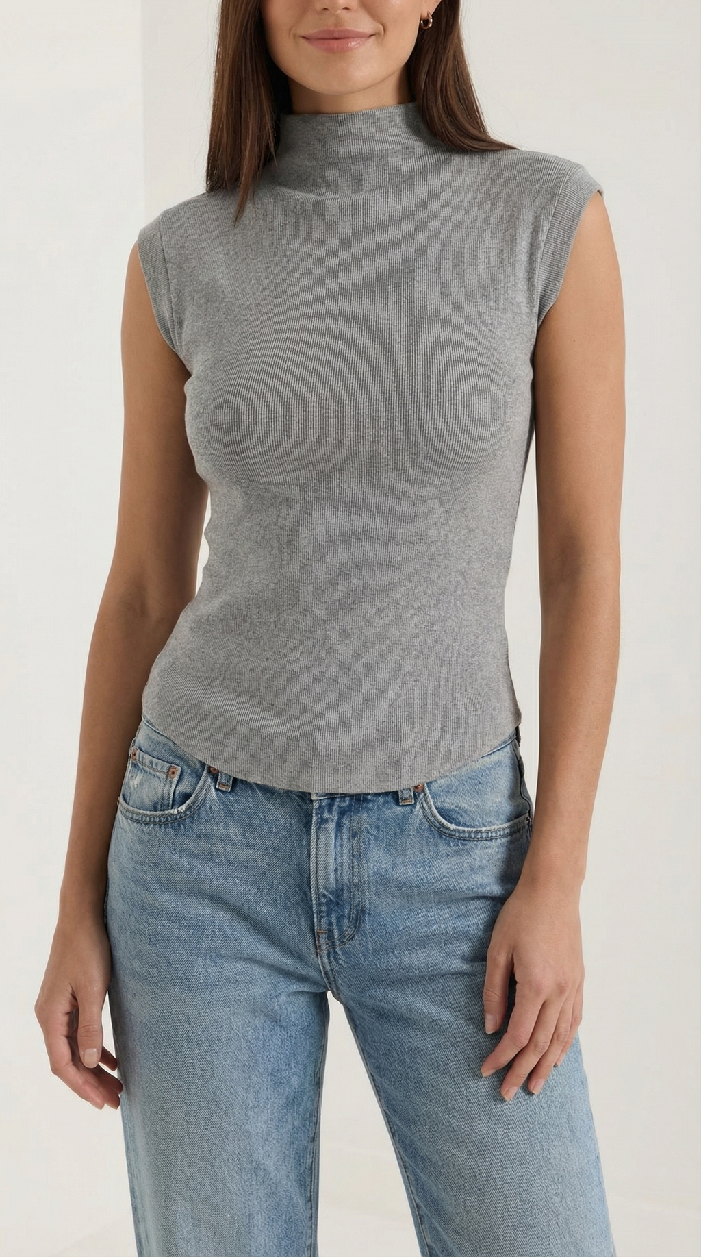 Top Cassandra de Punto Canalé con Cuello Alto