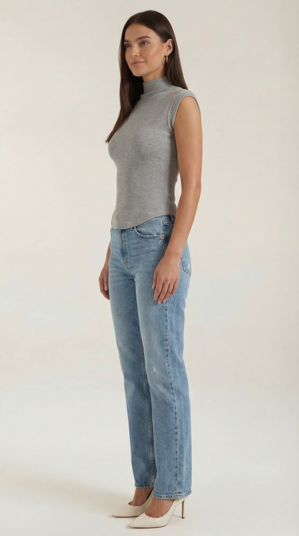 Top Cassandra de Punto Canalé con Cuello Alto