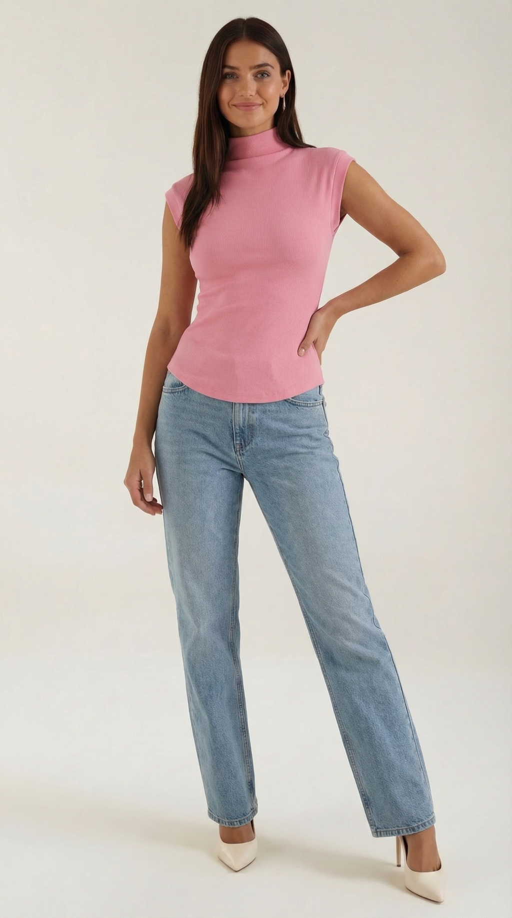 Top Cassandra de Punto Canalé con Cuello Alto