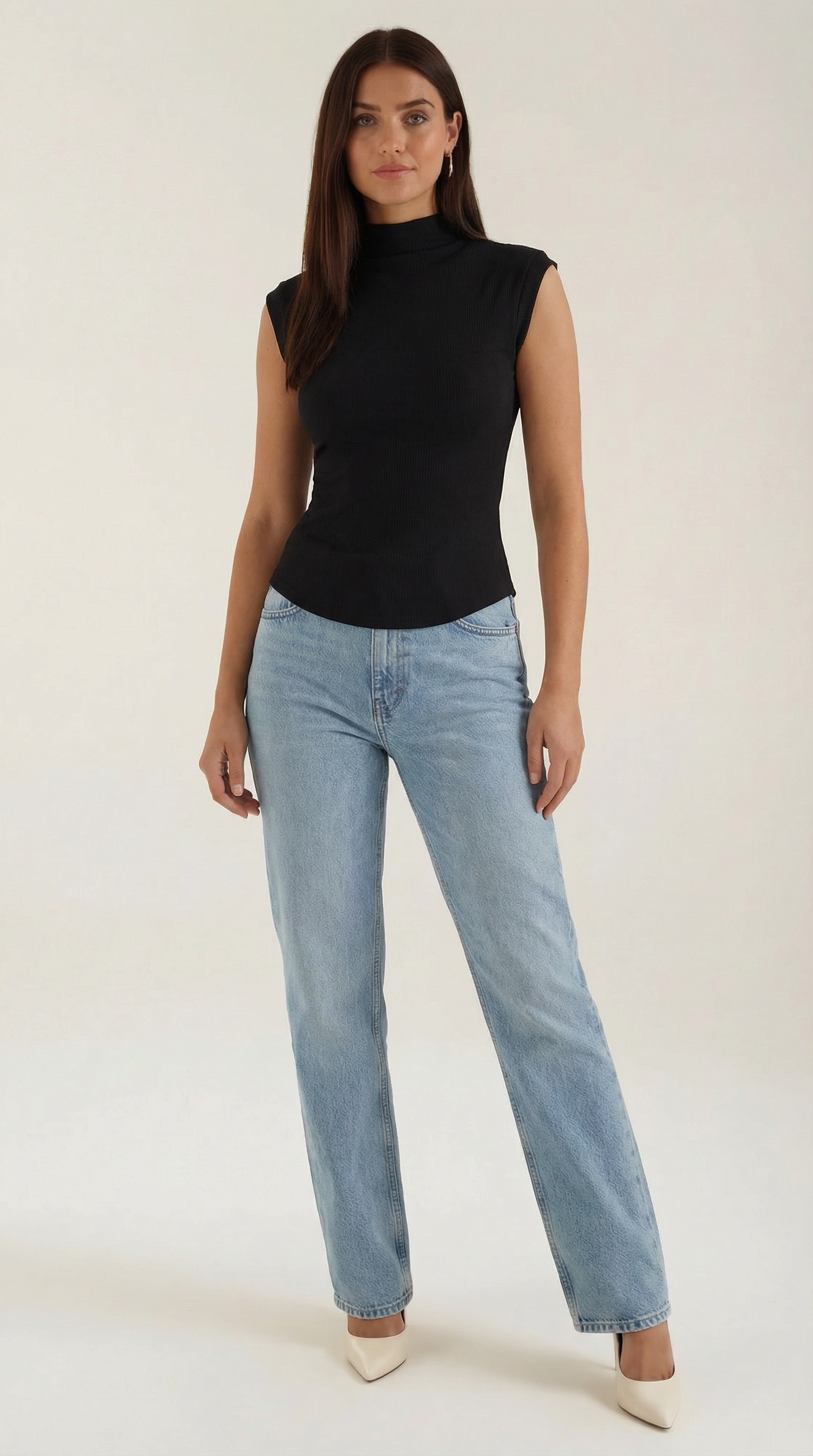 Top Cassandra de Punto Canalé con Cuello Alto