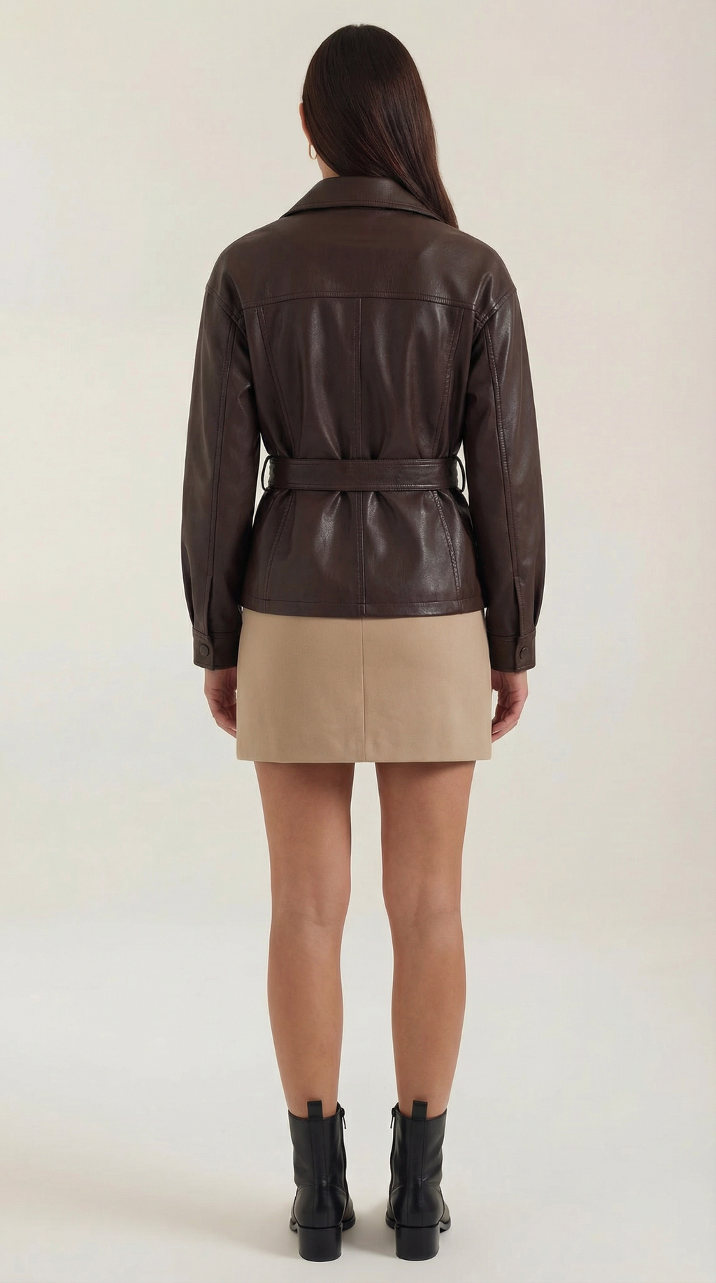 Chaqueta Christina de Polipiel con Cinturón