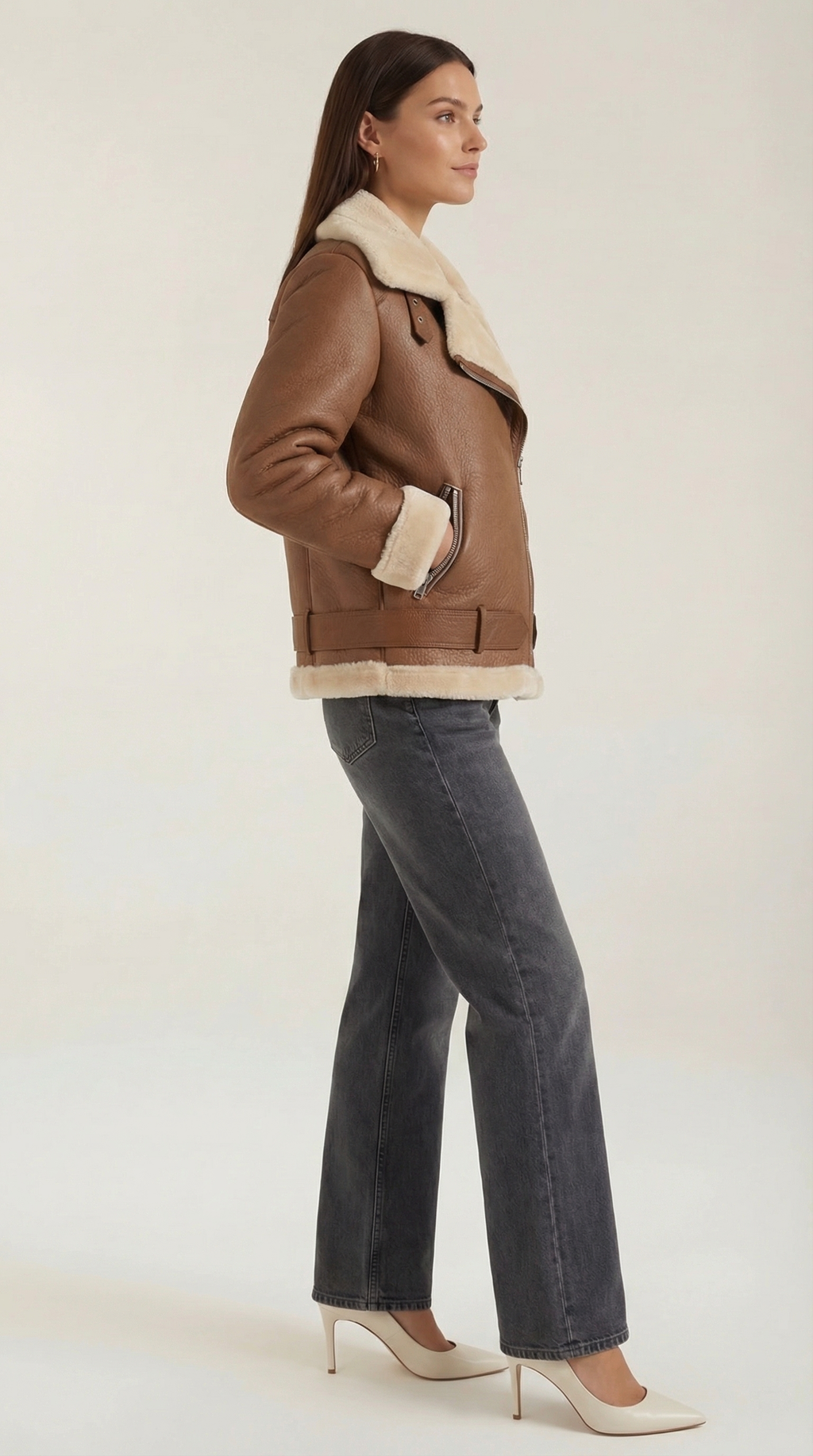 Chaqueta Biker Christine con Cuello de Borreguito