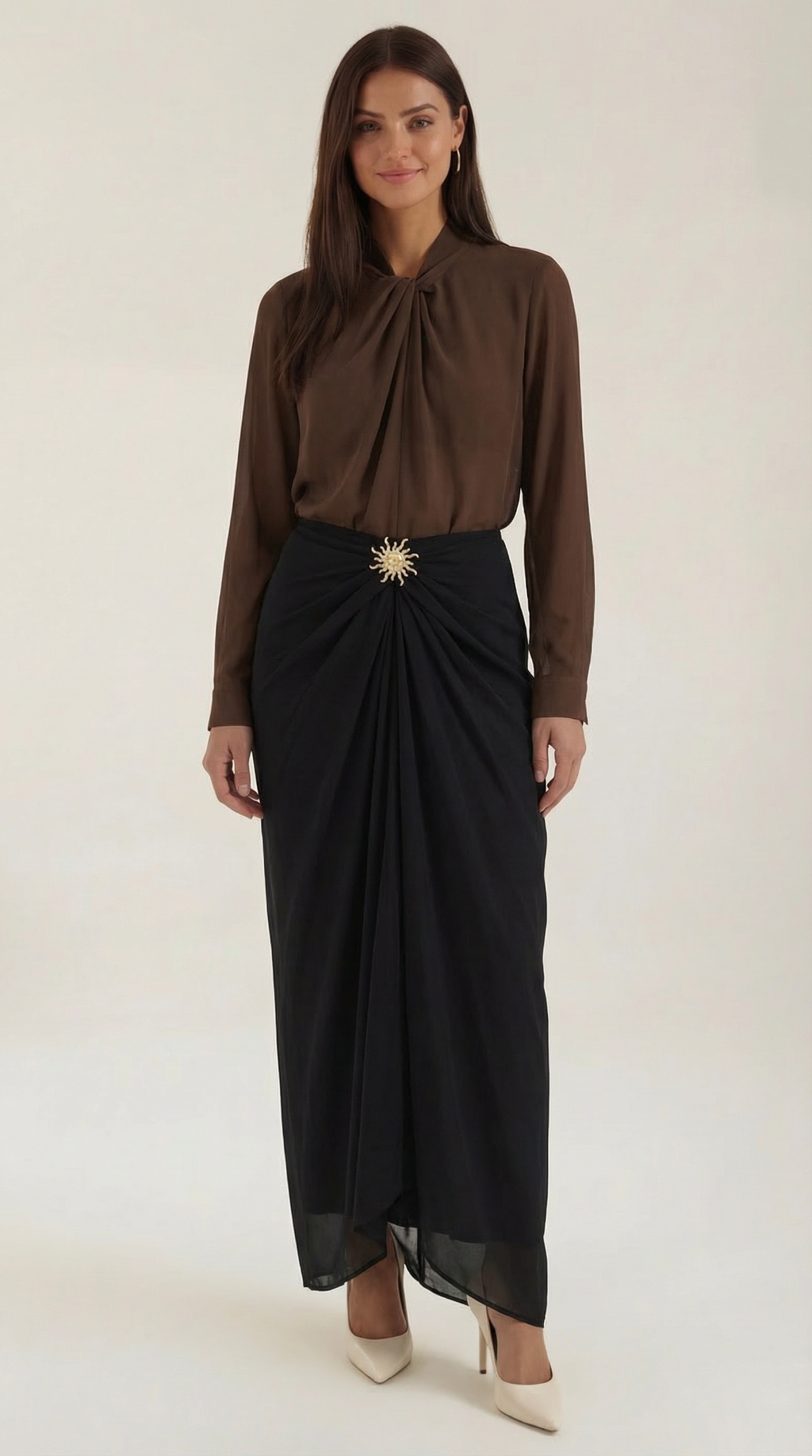 Falda Maxi Cleo con Drapé Fluido