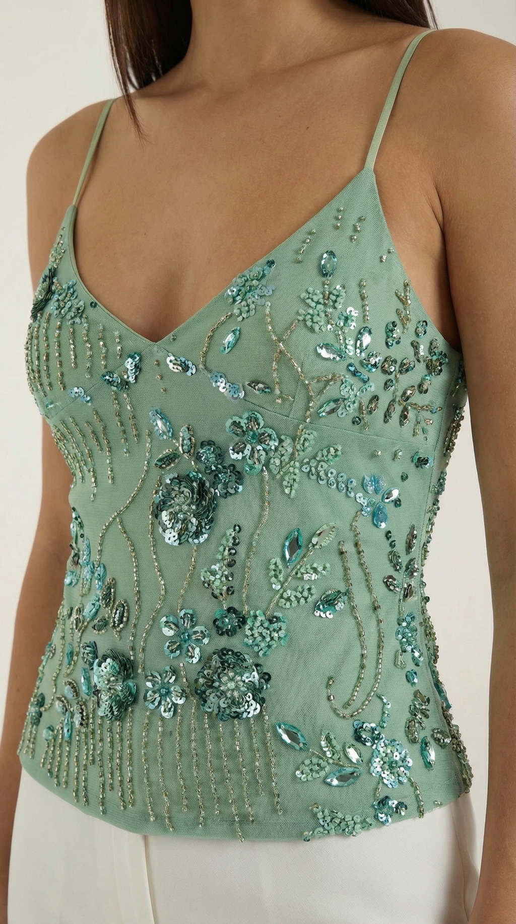 Top Dottie de Lentejuelas con Escote en V