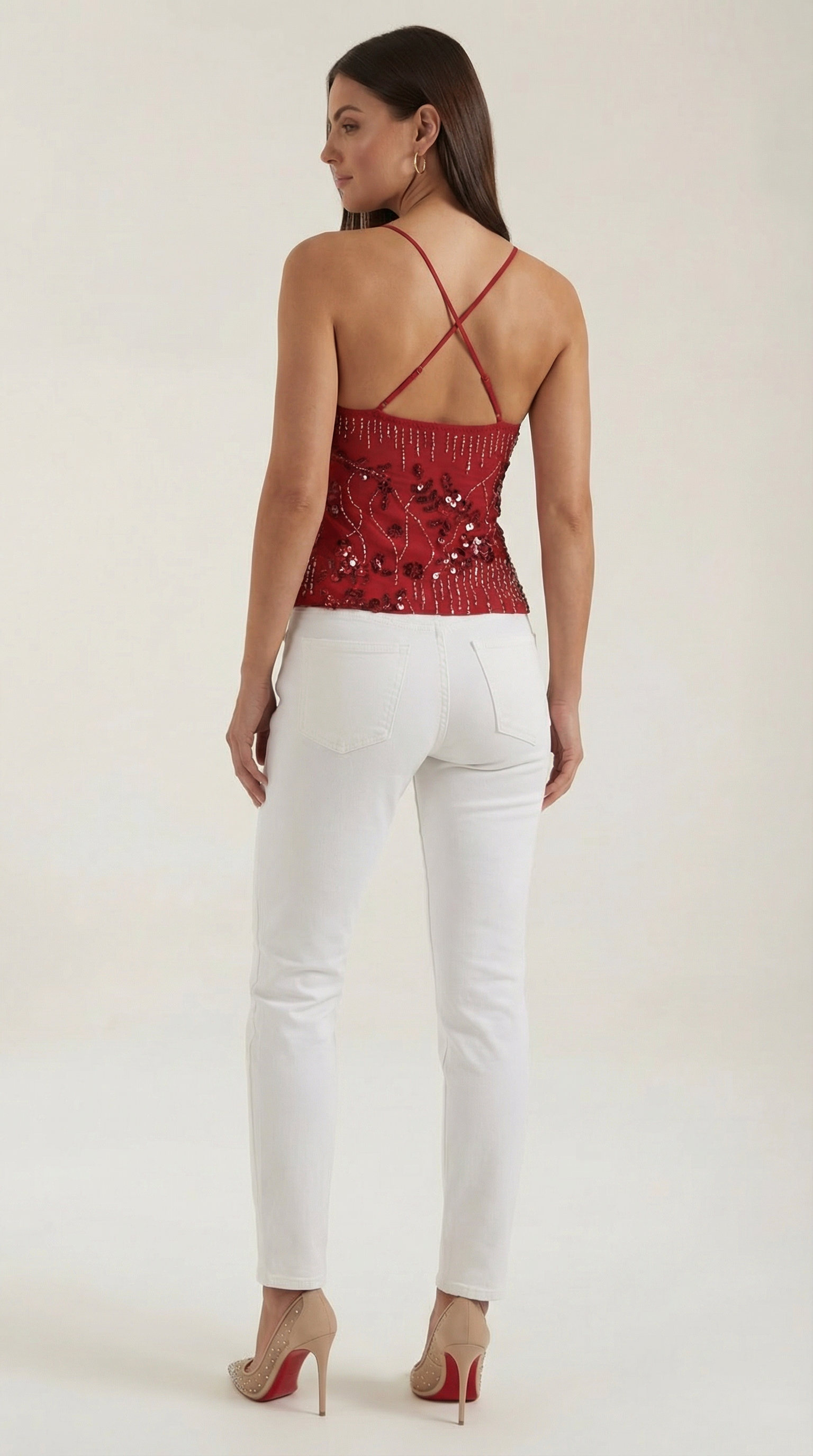 Top Dottie de Lentejuelas con Escote en V