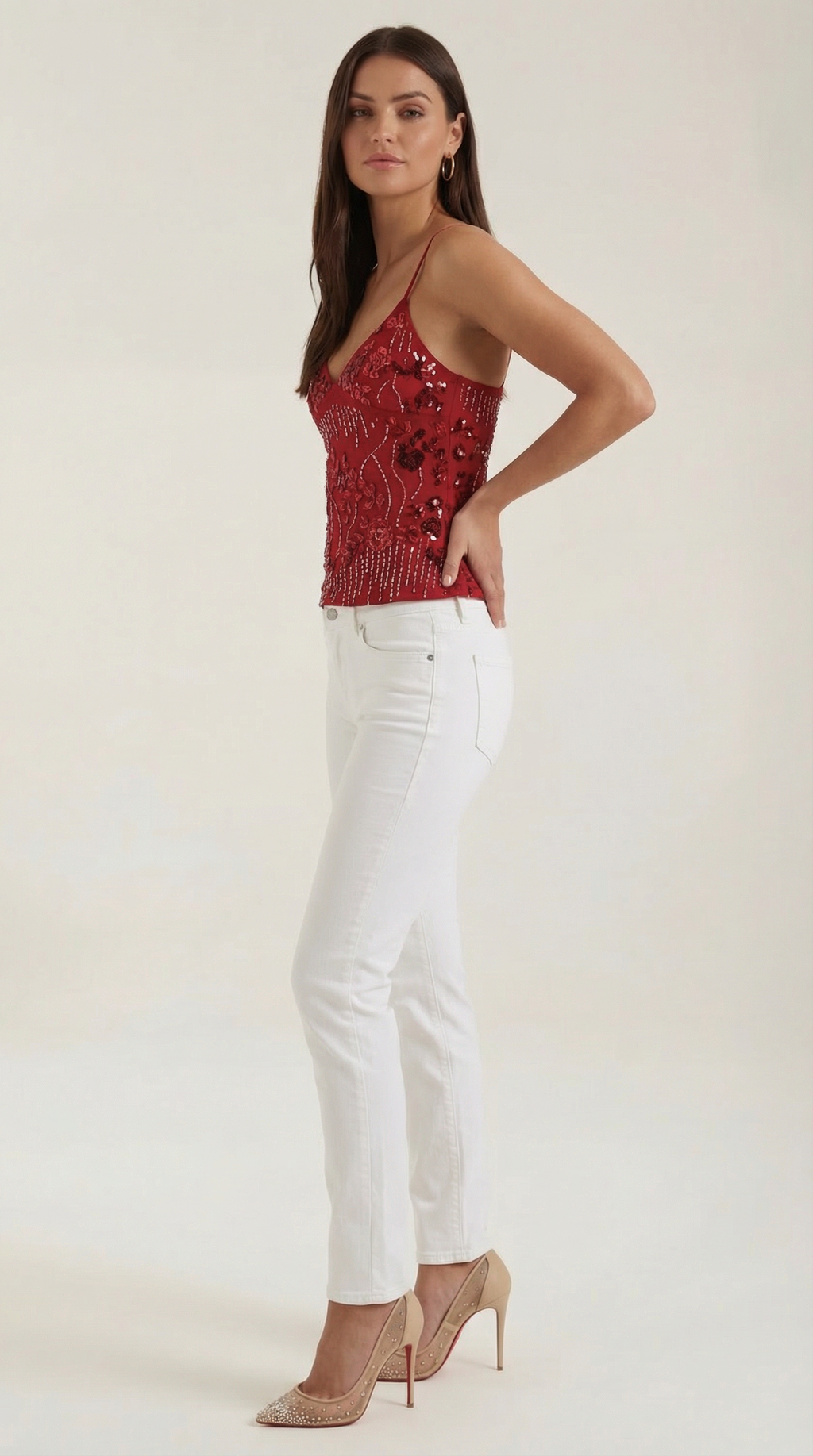 Top Dottie de Lentejuelas con Escote en V