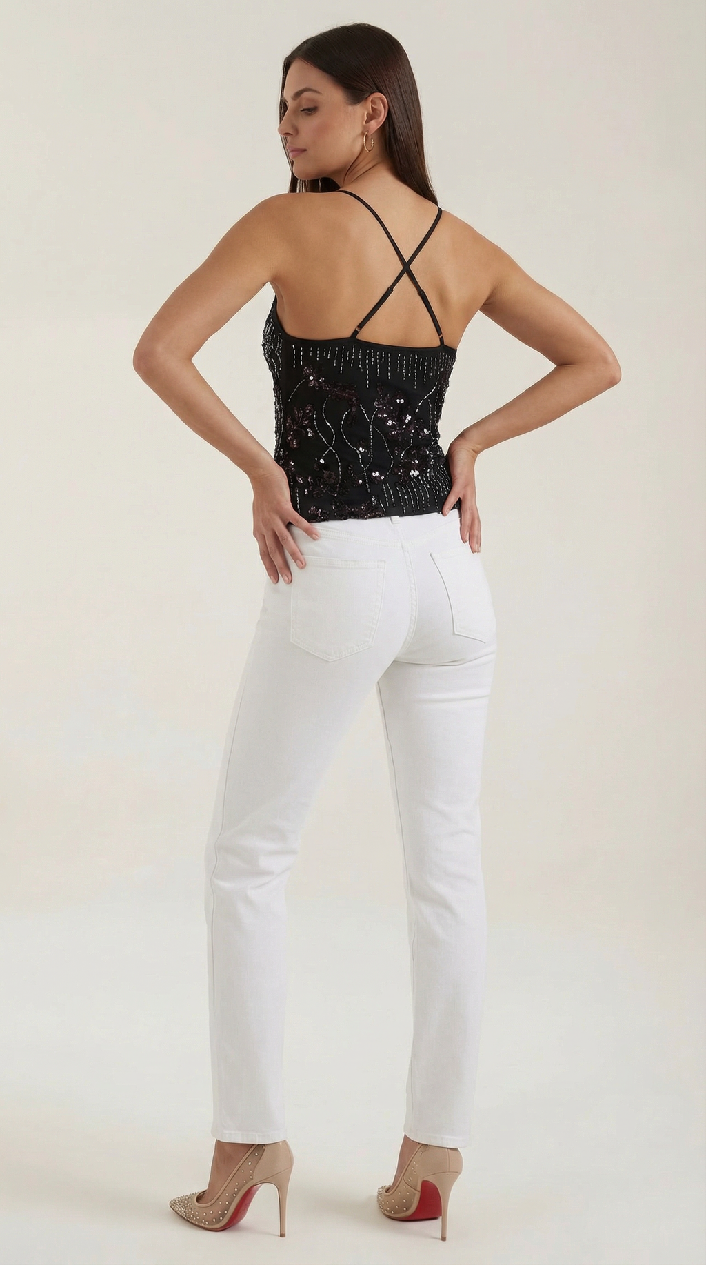 Top Dottie de Lentejuelas con Escote en V