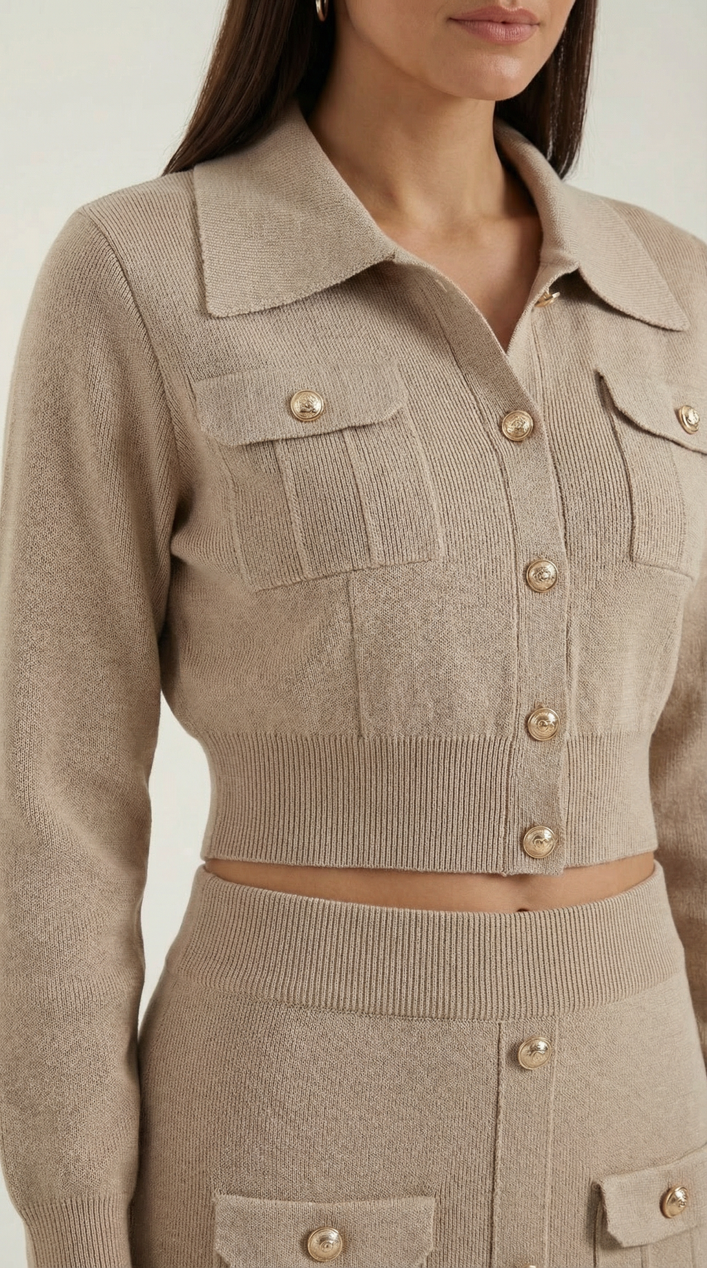 Conjunto Evelyn de Punto con Chaqueta y Falda Maxi