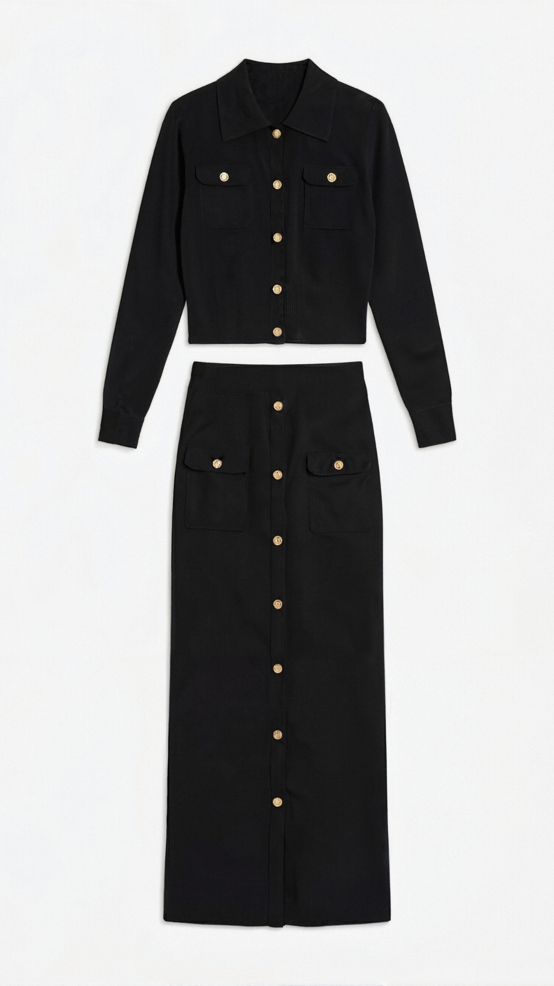 Conjunto Evelyn de Punto con Chaqueta y Falda Maxi