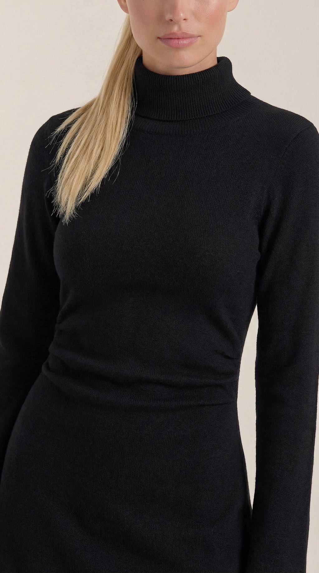 Vestido Mini Geneva de Punto con Cuello Alto