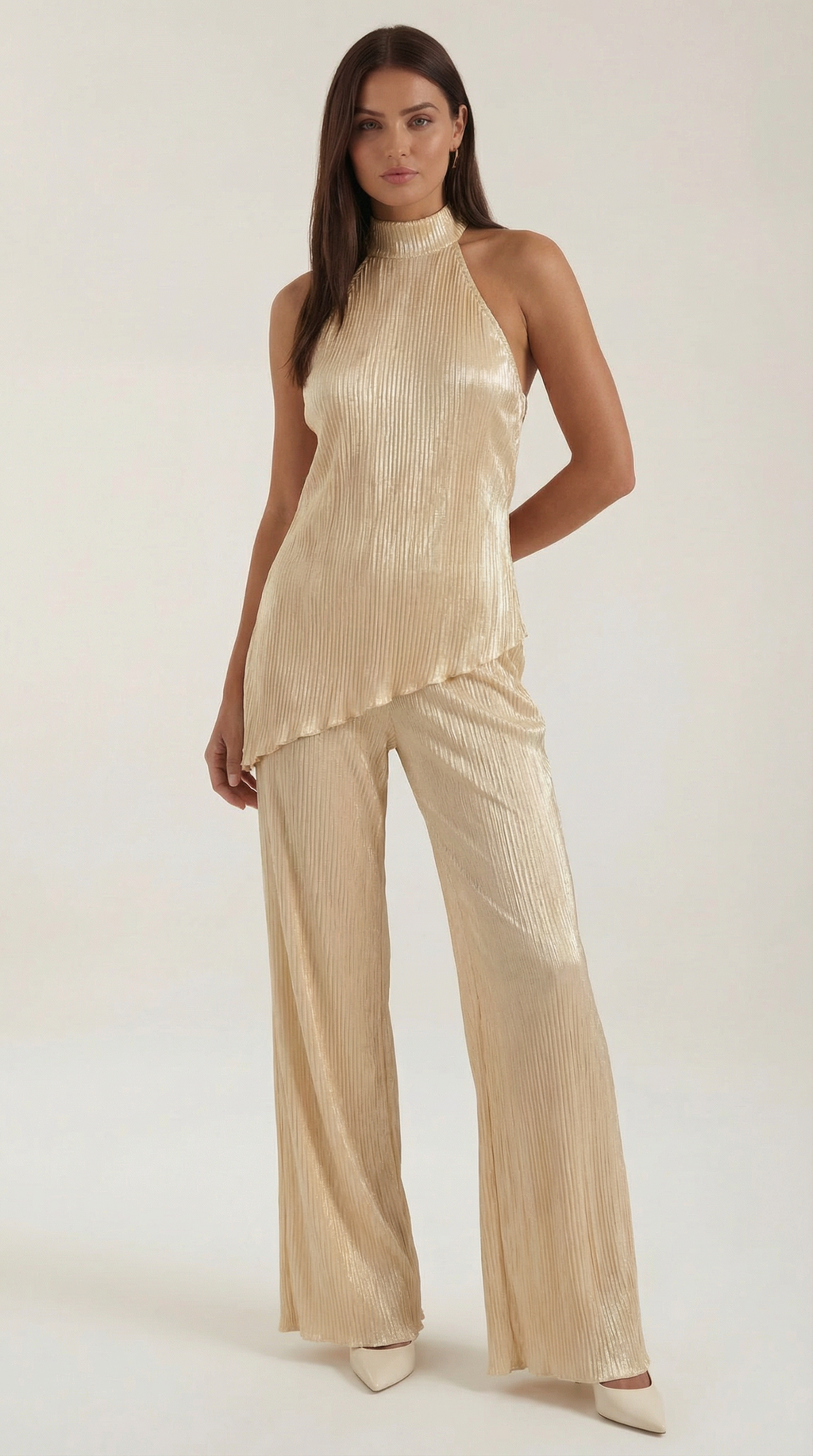 Conjunto Gina de Tejido Metálico Plisado