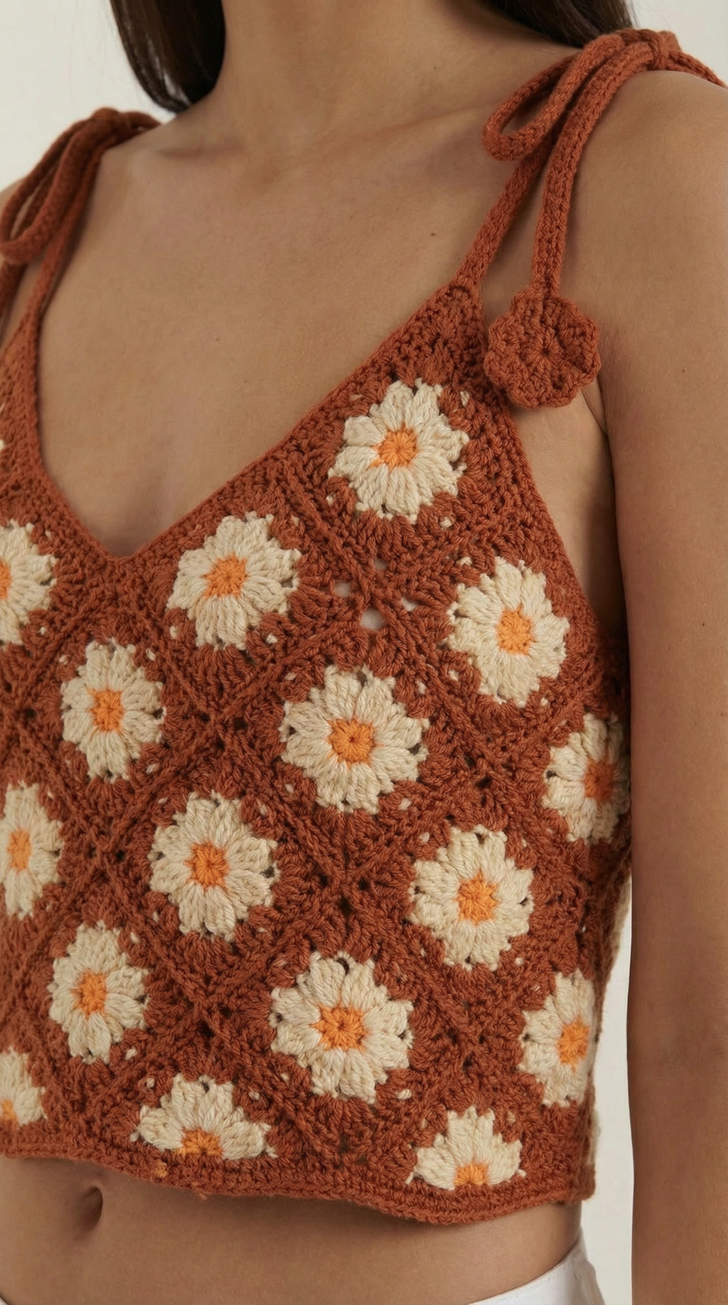 Top Gretchen de Crochet con Estampado Floral