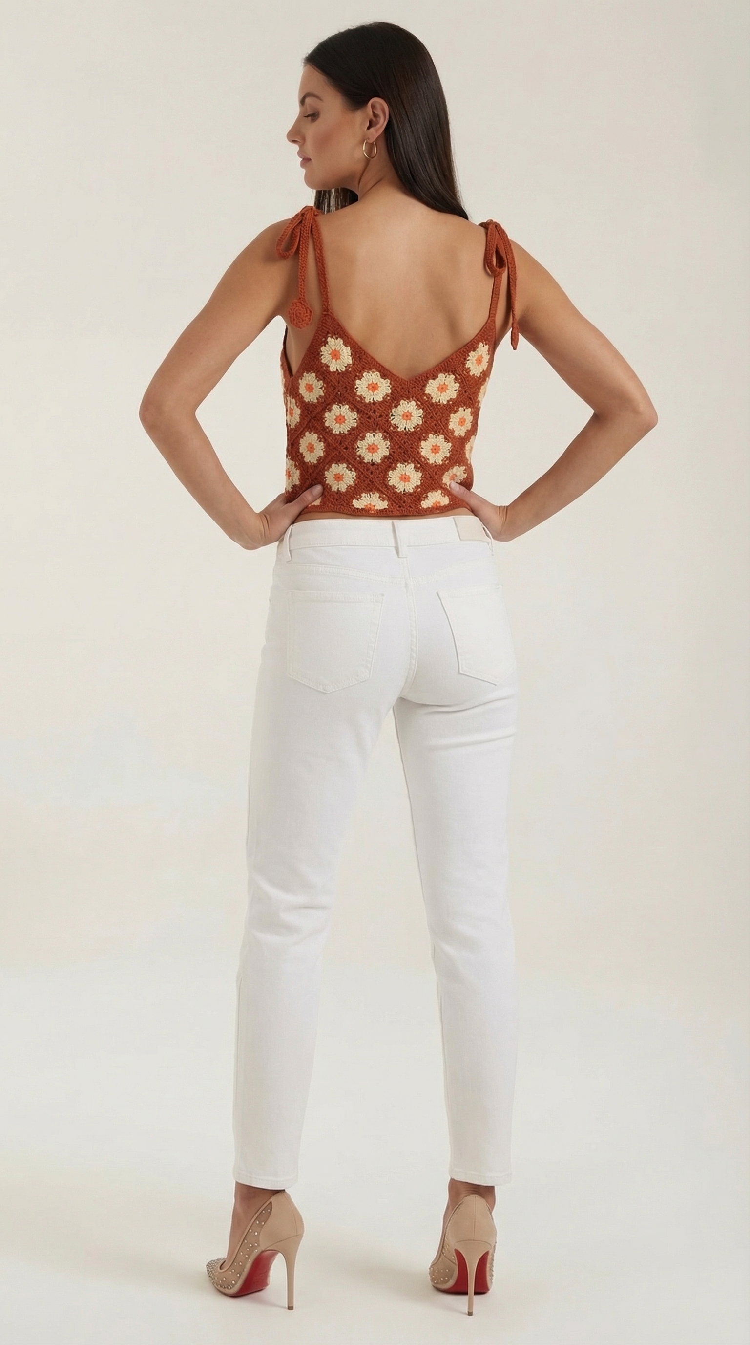 Top Gretchen de Crochet con Estampado Floral