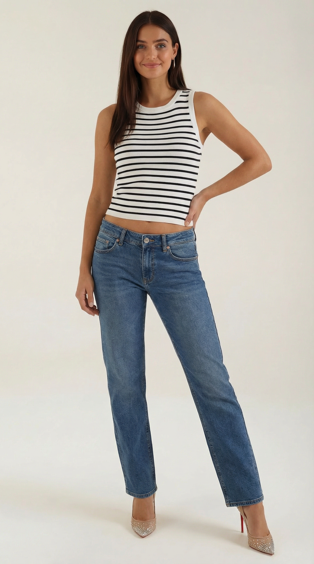 Crop Top Heloise de Punto a Rayas