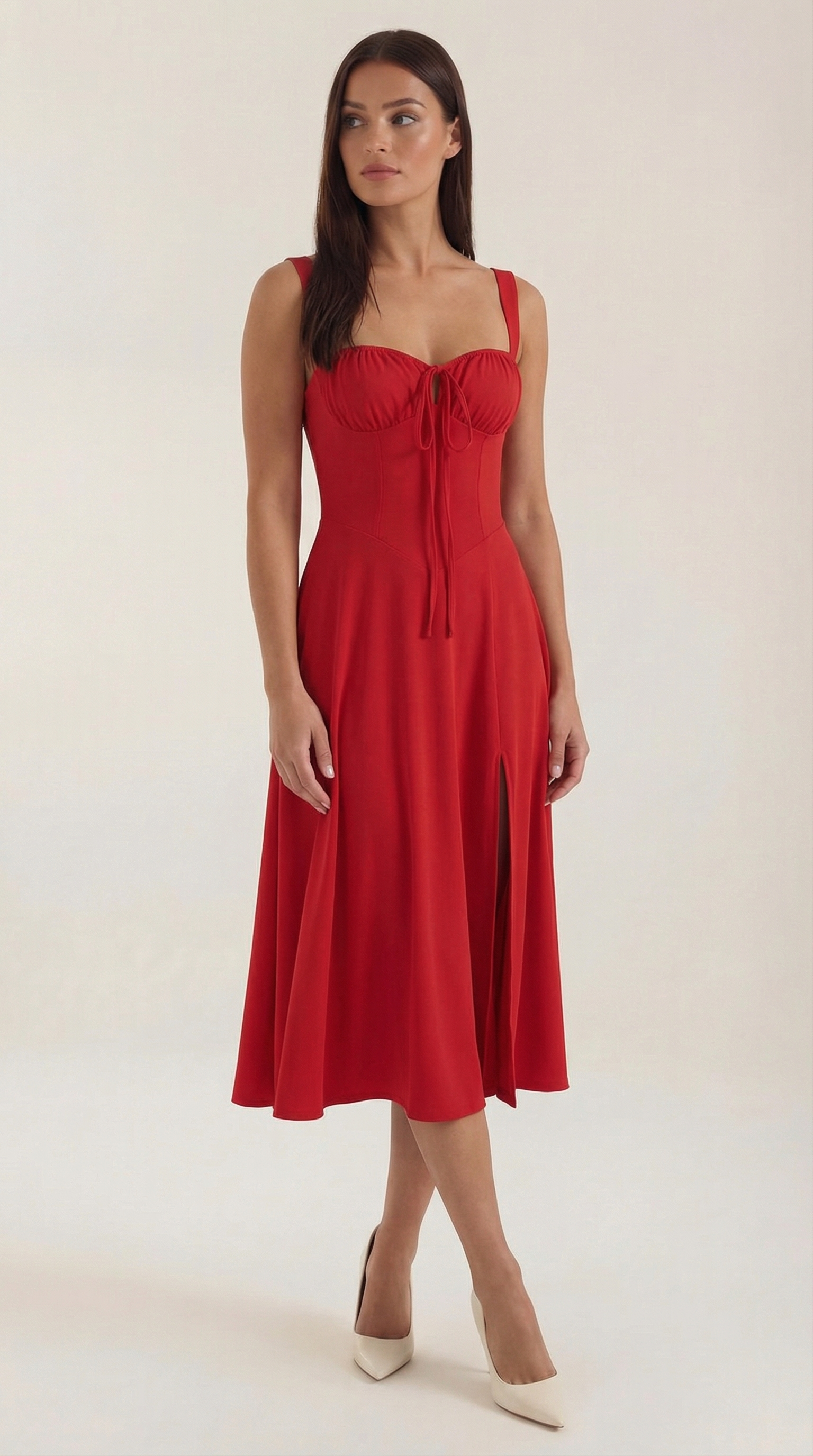 Vestido Midi Jade con Cordones