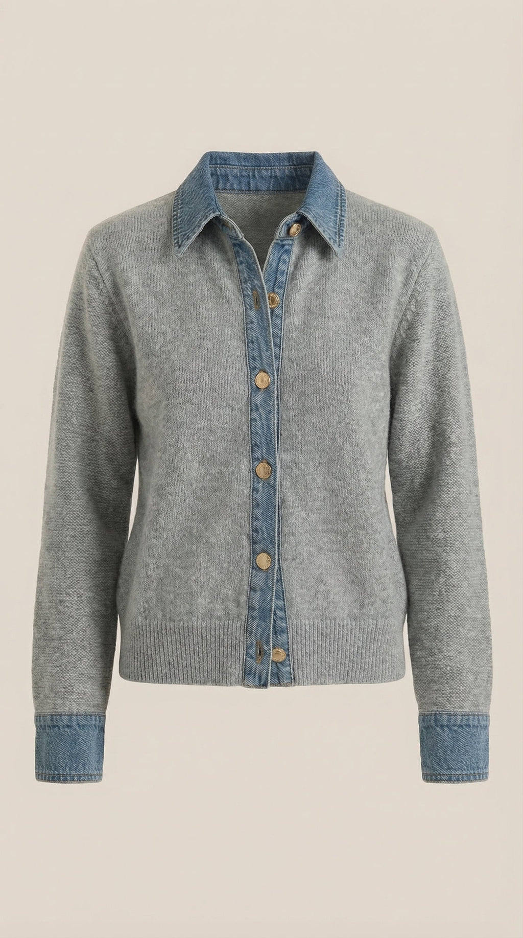 Cárdigan Jody de Punto con Cuello Denim