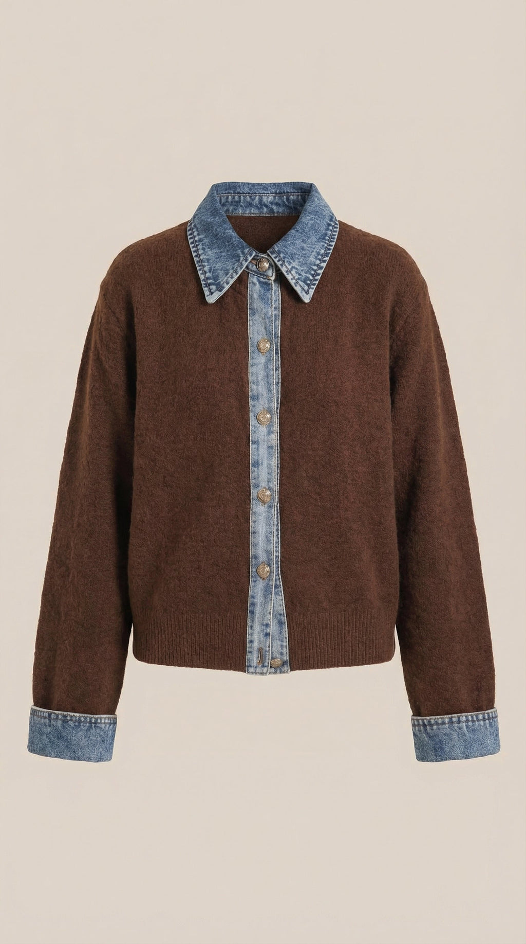 Cárdigan Jody de Punto con Cuello Denim