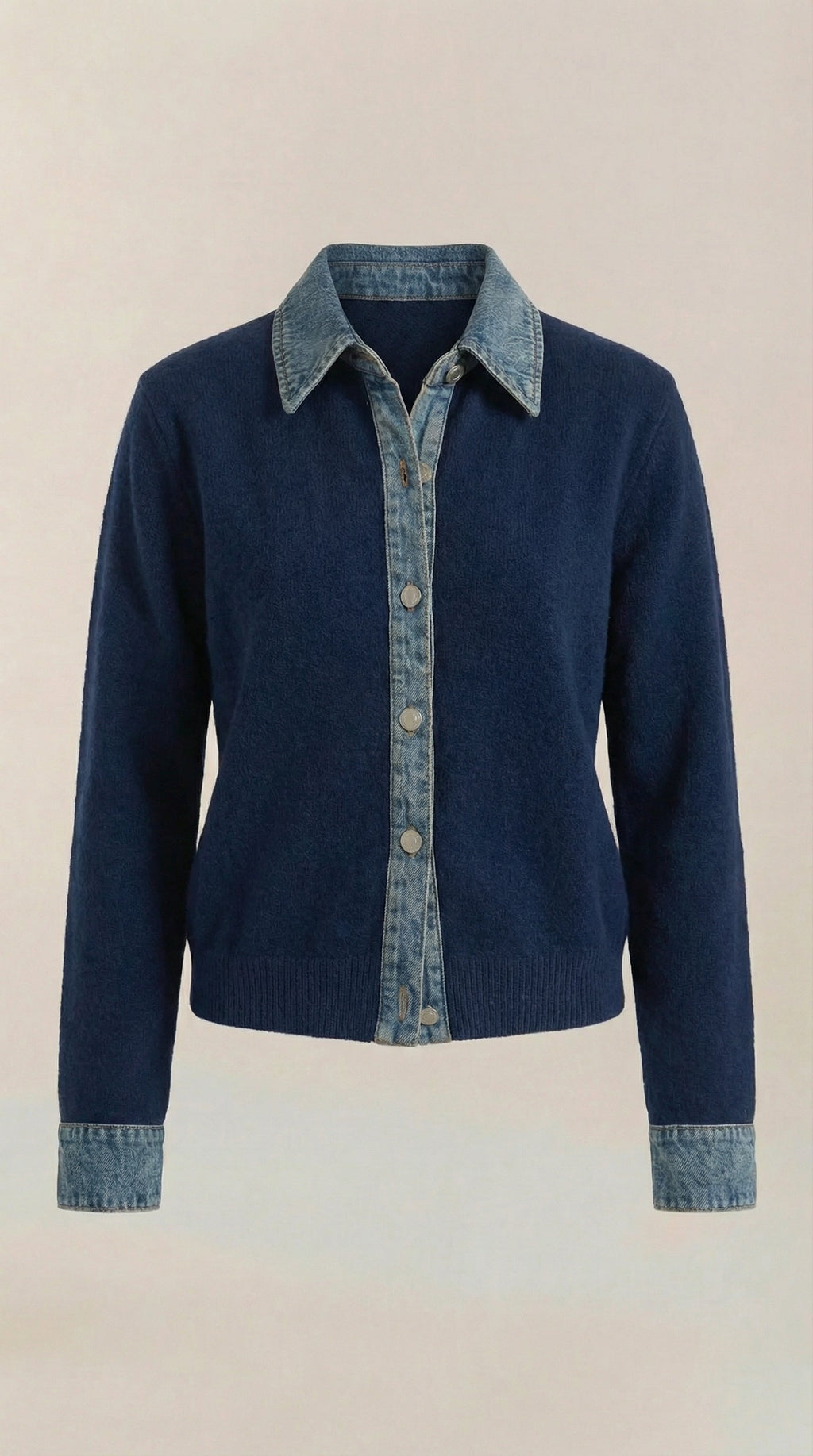 Cárdigan Jody de Punto con Cuello Denim
