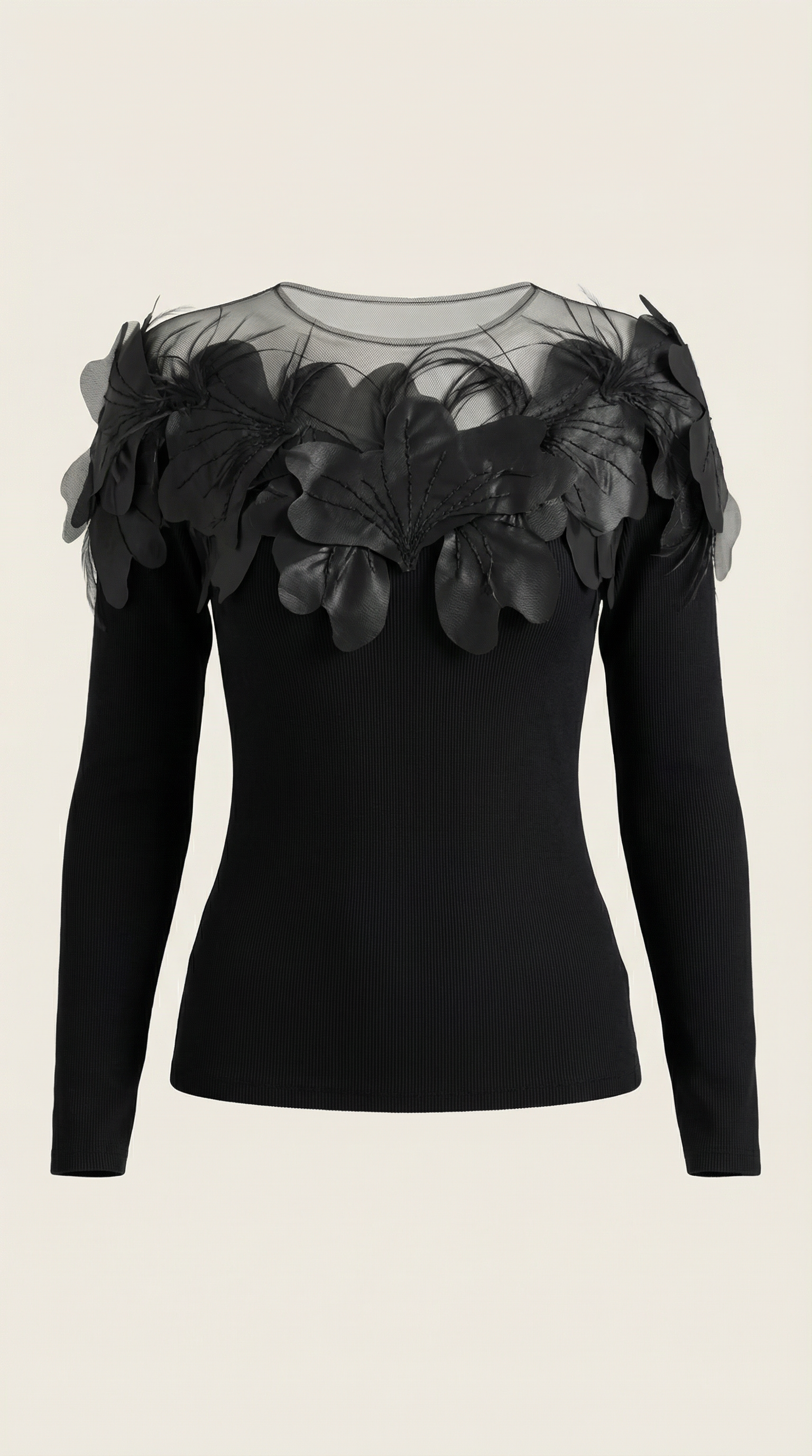 Jersey Marguerite de Punto con Plumas