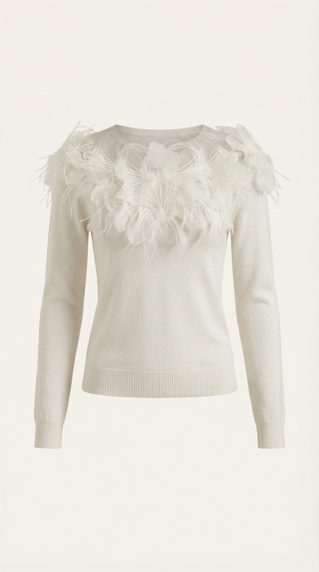 Jersey Marguerite de Punto con Plumas