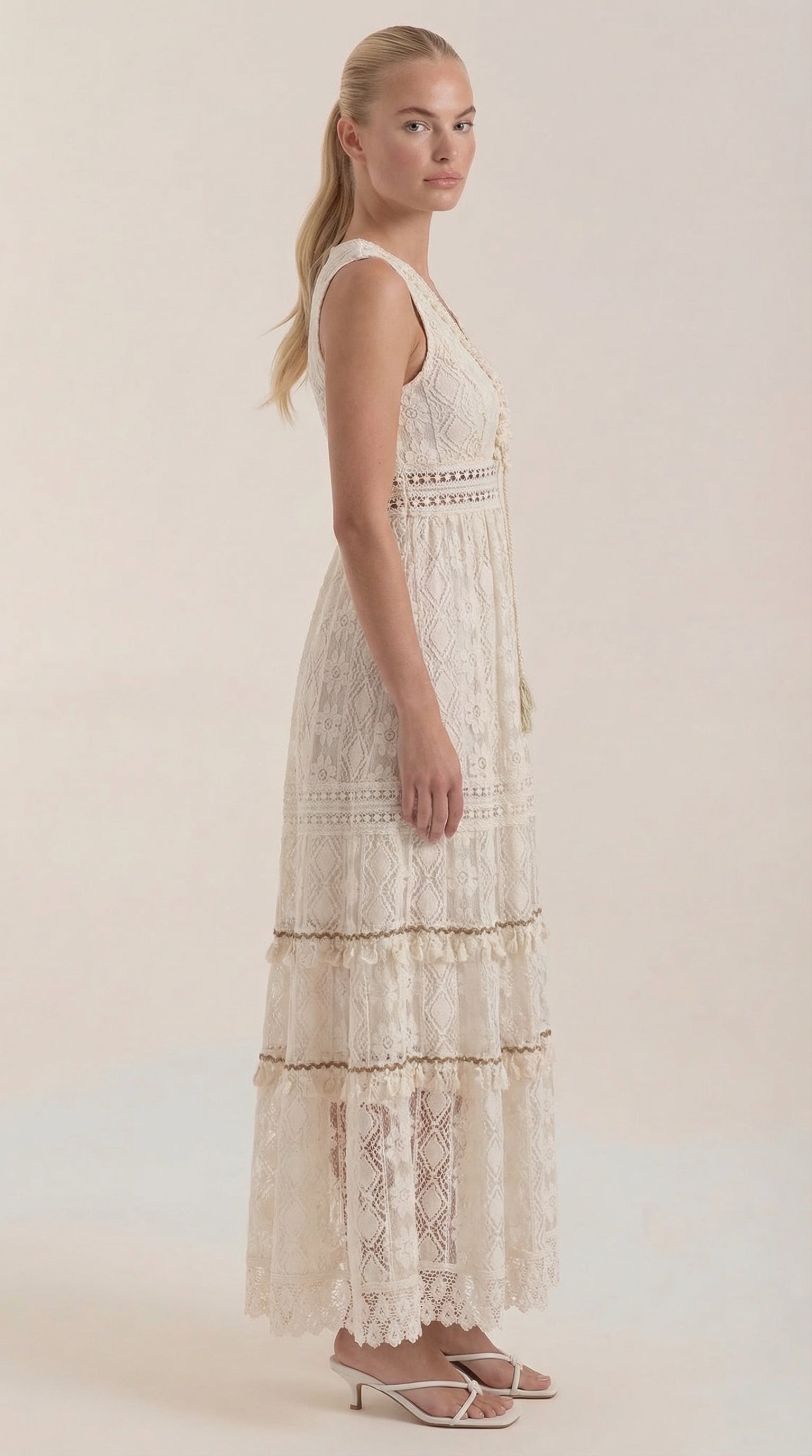 Vestido Maxi Boho Monique con Encaje