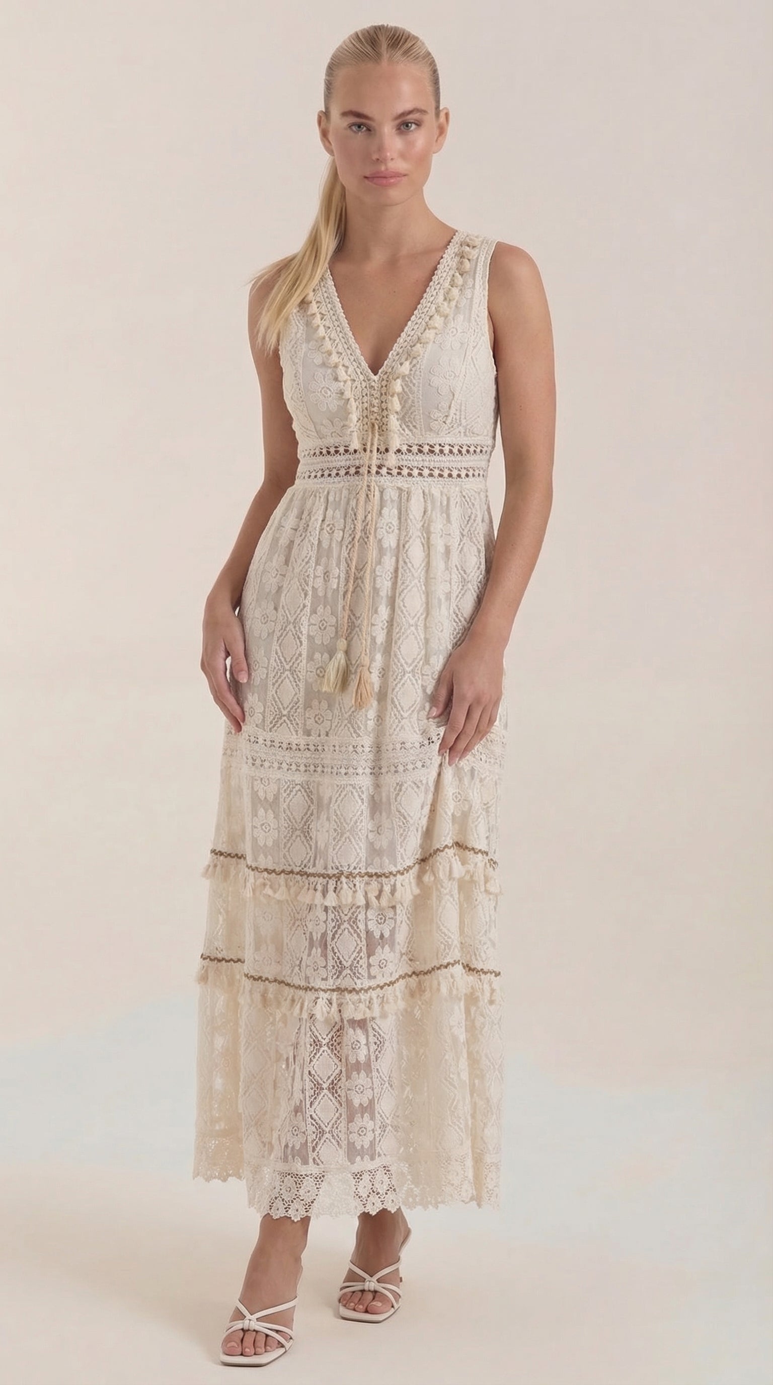 Vestido Maxi Boho Monique con Encaje