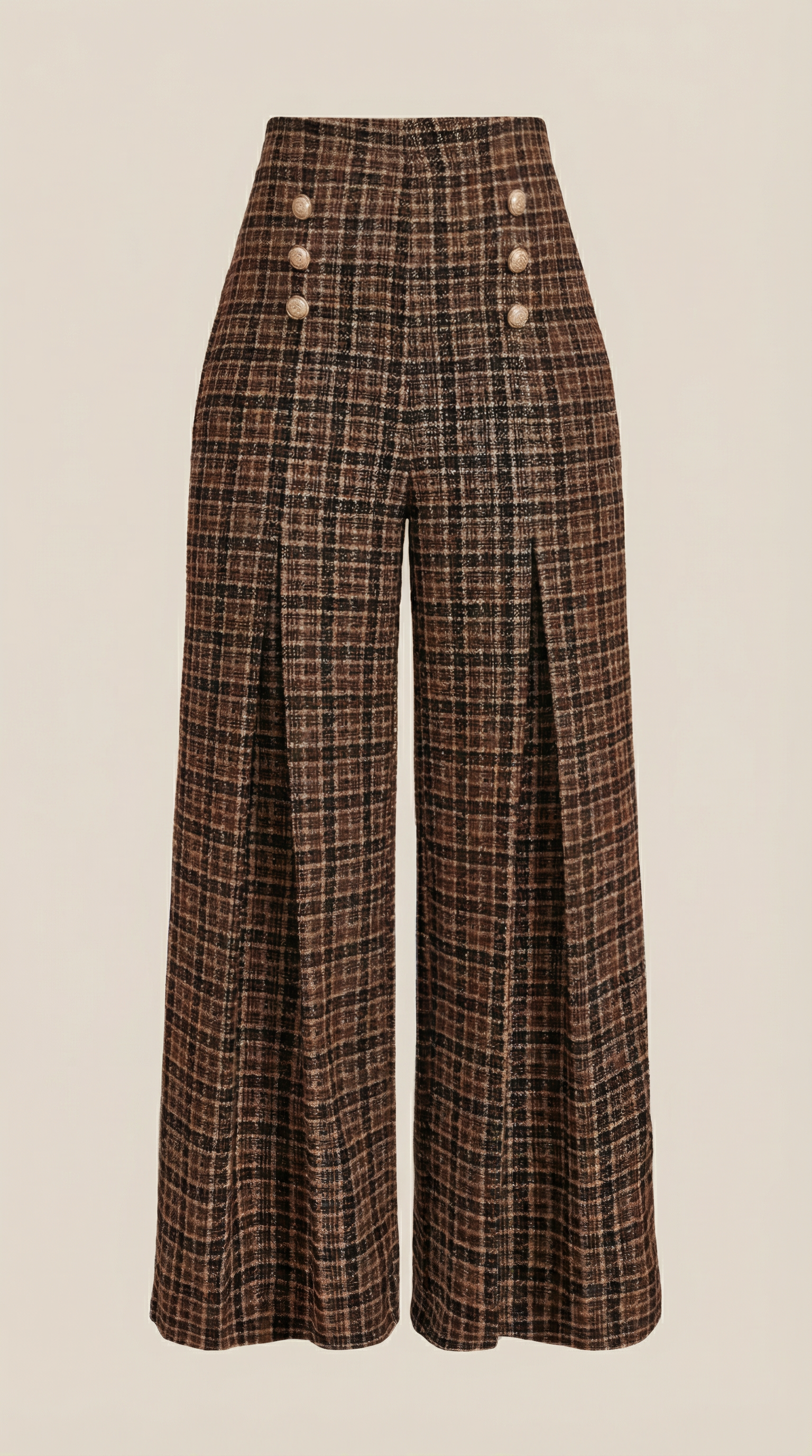 Pantalón Naomi de Cuadros en Tejido Tipo Tweed