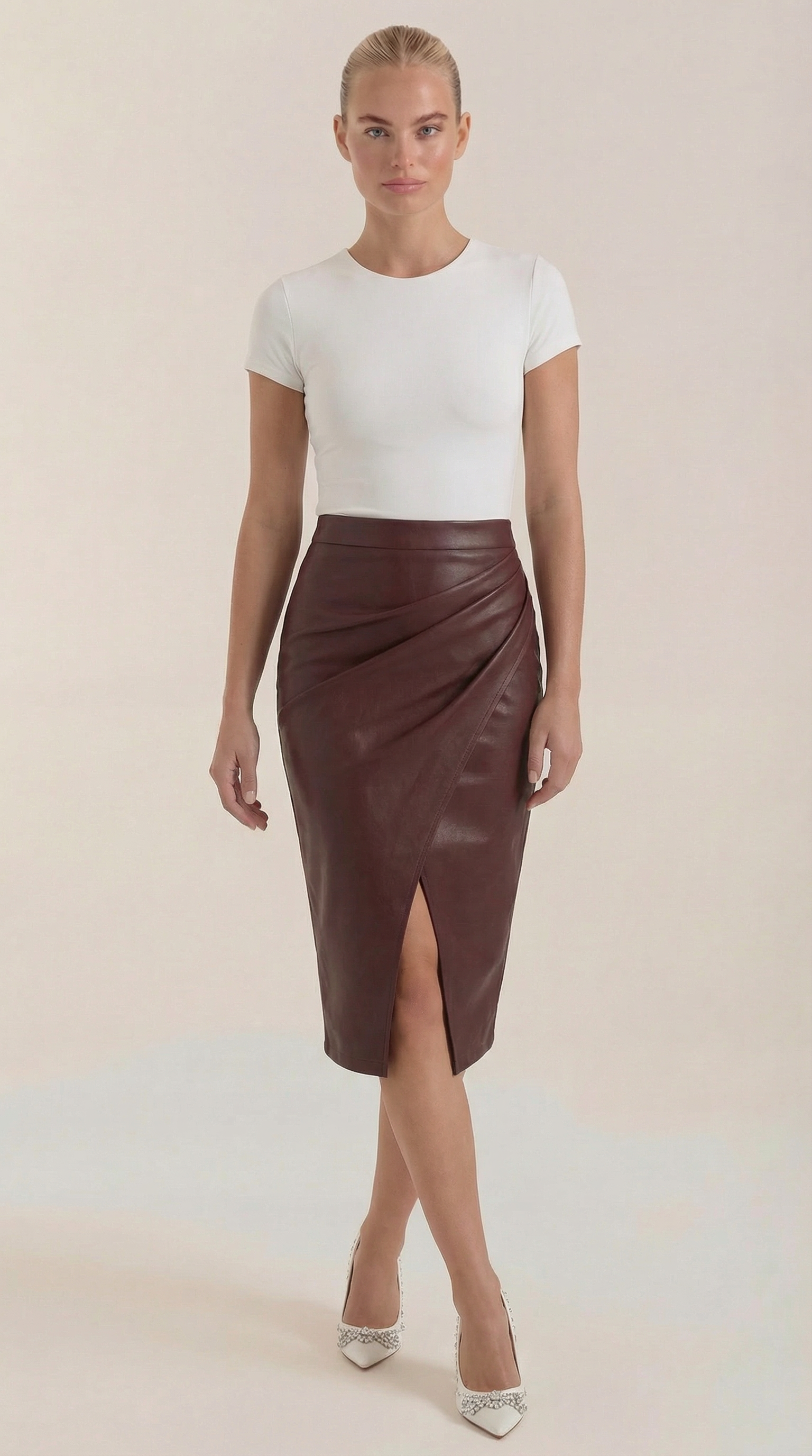 Falda Midi Natalie de Efecto Cruzado