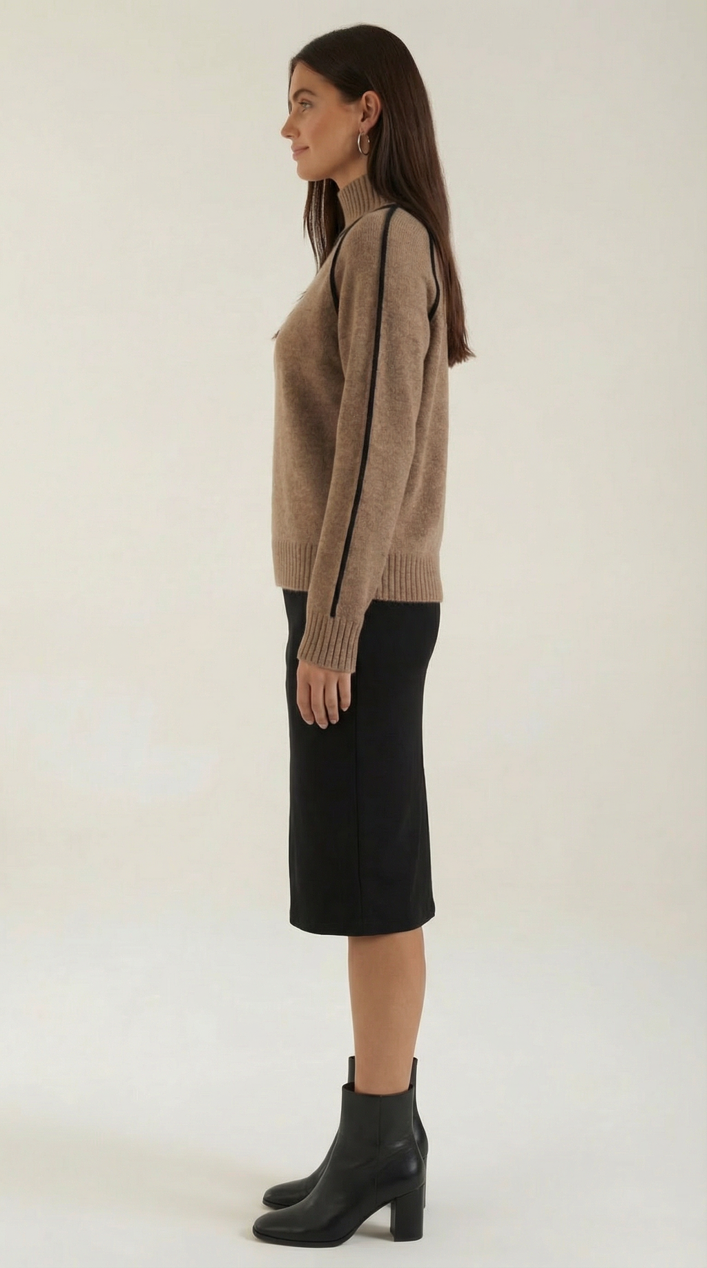 Jersey Rachel de Cuello Alto con Rayas en Contraste