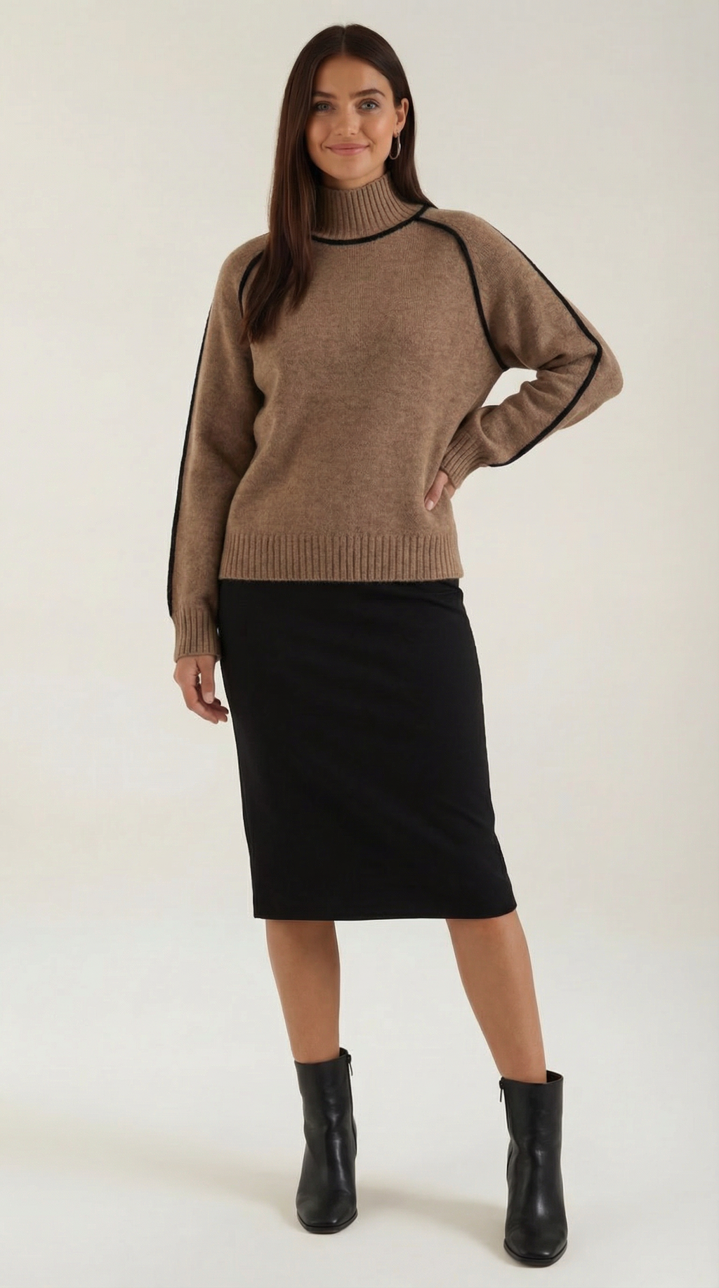 Jersey Rachel de Cuello Alto con Rayas en Contraste