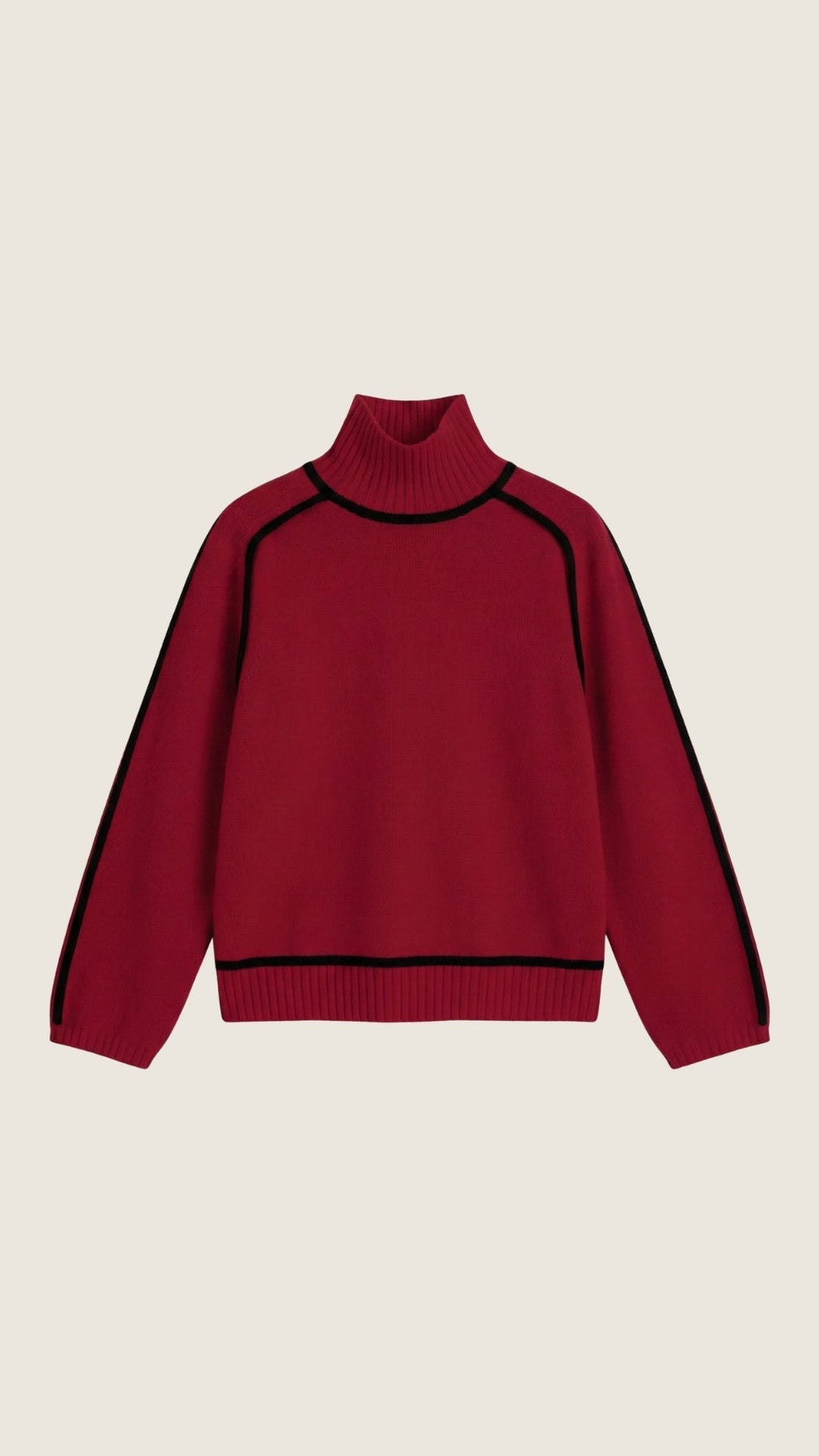 Jersey Rachel de Cuello Alto con Rayas en Contraste