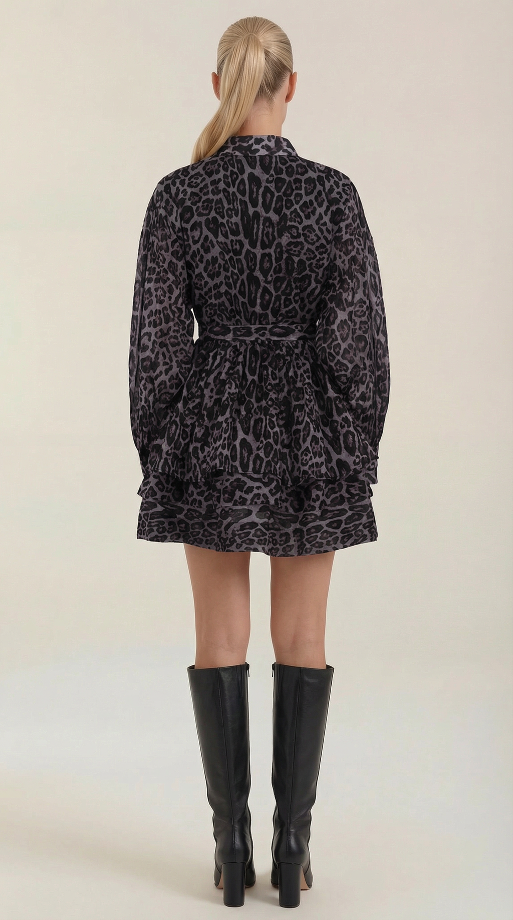 Vestido Camisero Mini Stella con Estampado Leopardo