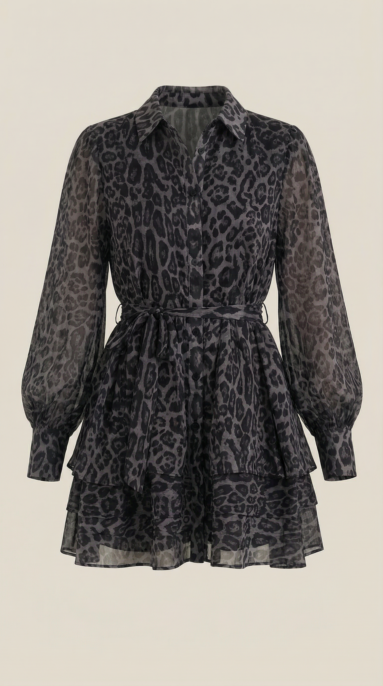 Vestido Camisero Mini Stella con Estampado Leopardo