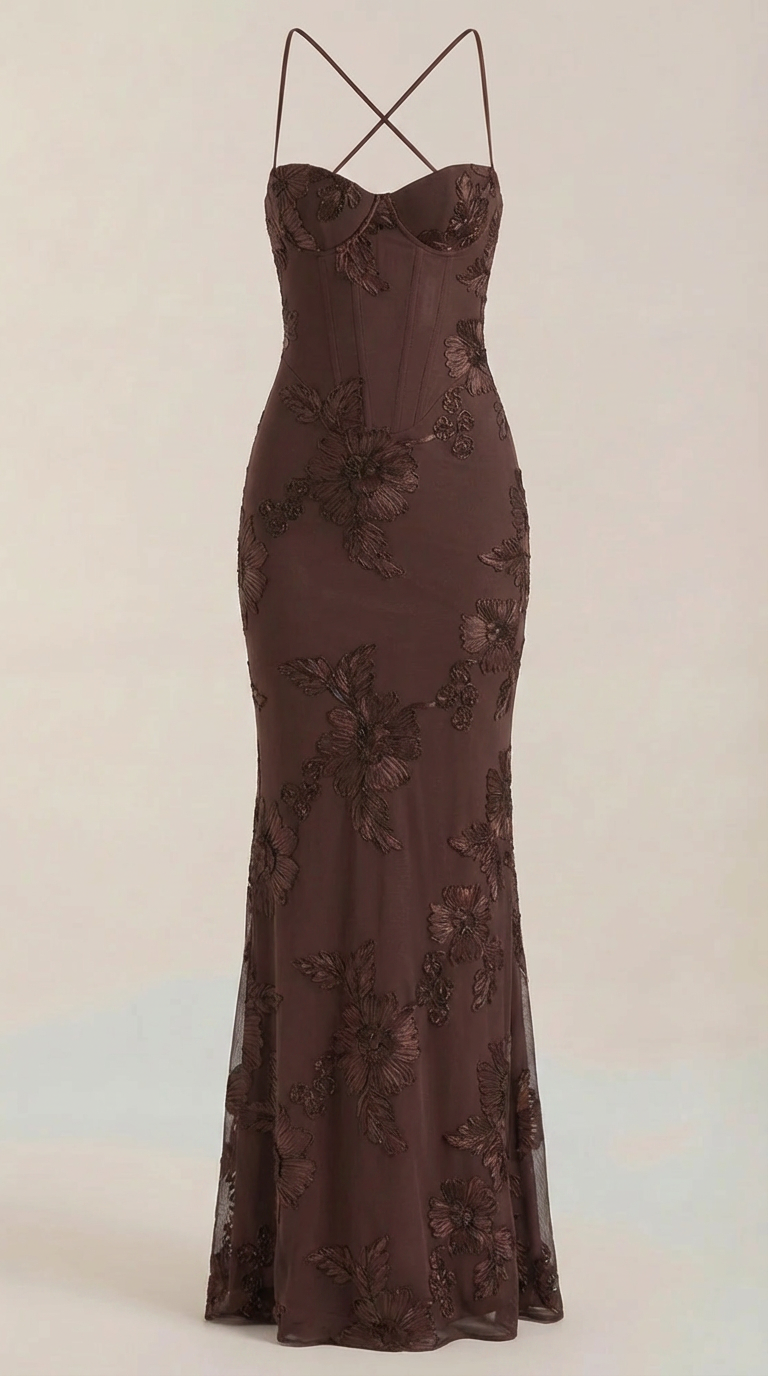 Vestido Maxi Chantal con Corsé y Estampado Floral