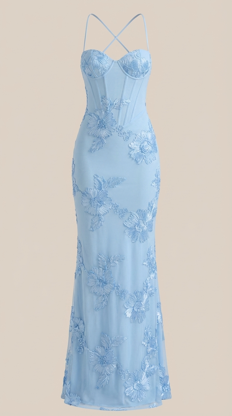 Vestido Maxi Chantal con Corsé y Estampado Floral