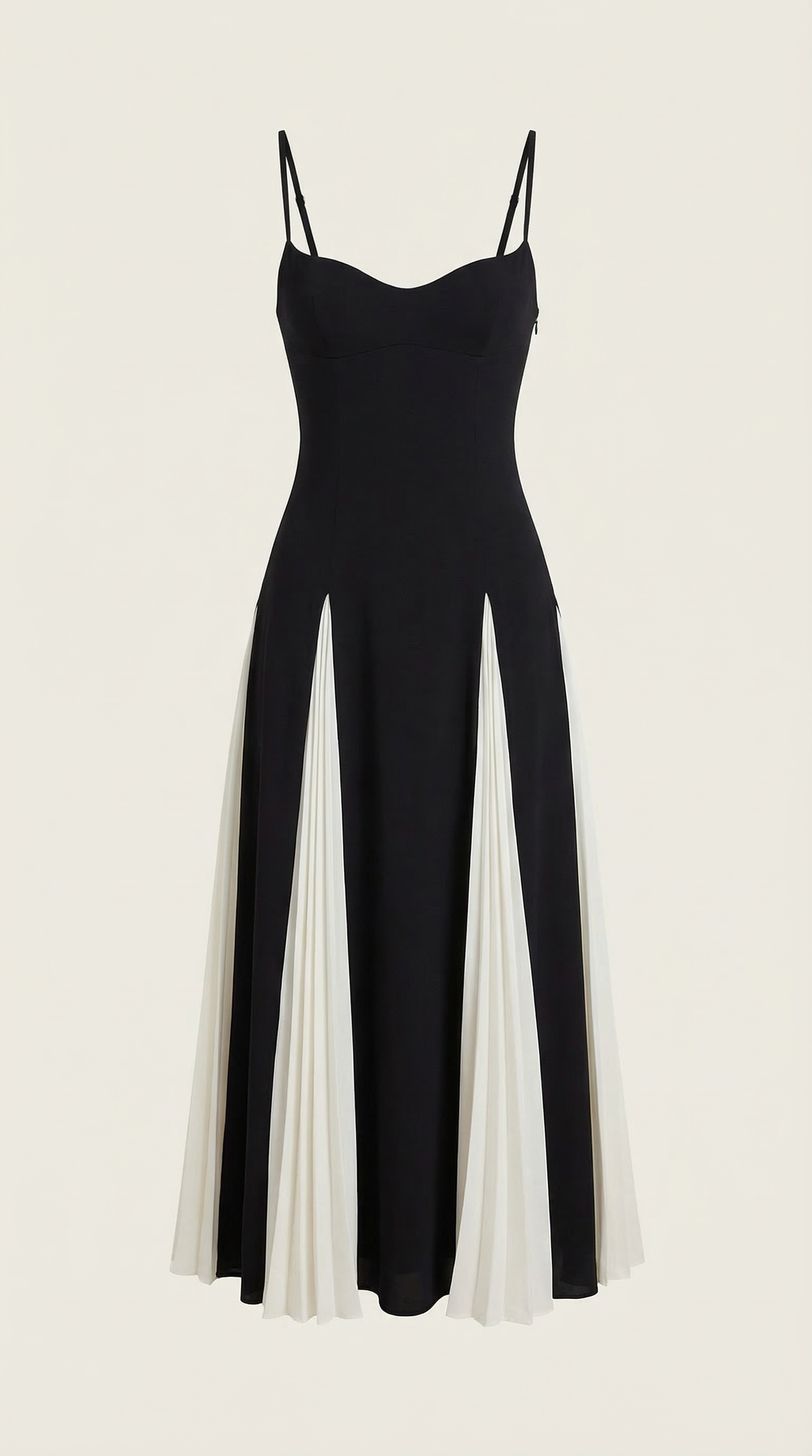 Vestido Midi Goldie con Falda Plisada Bicolor