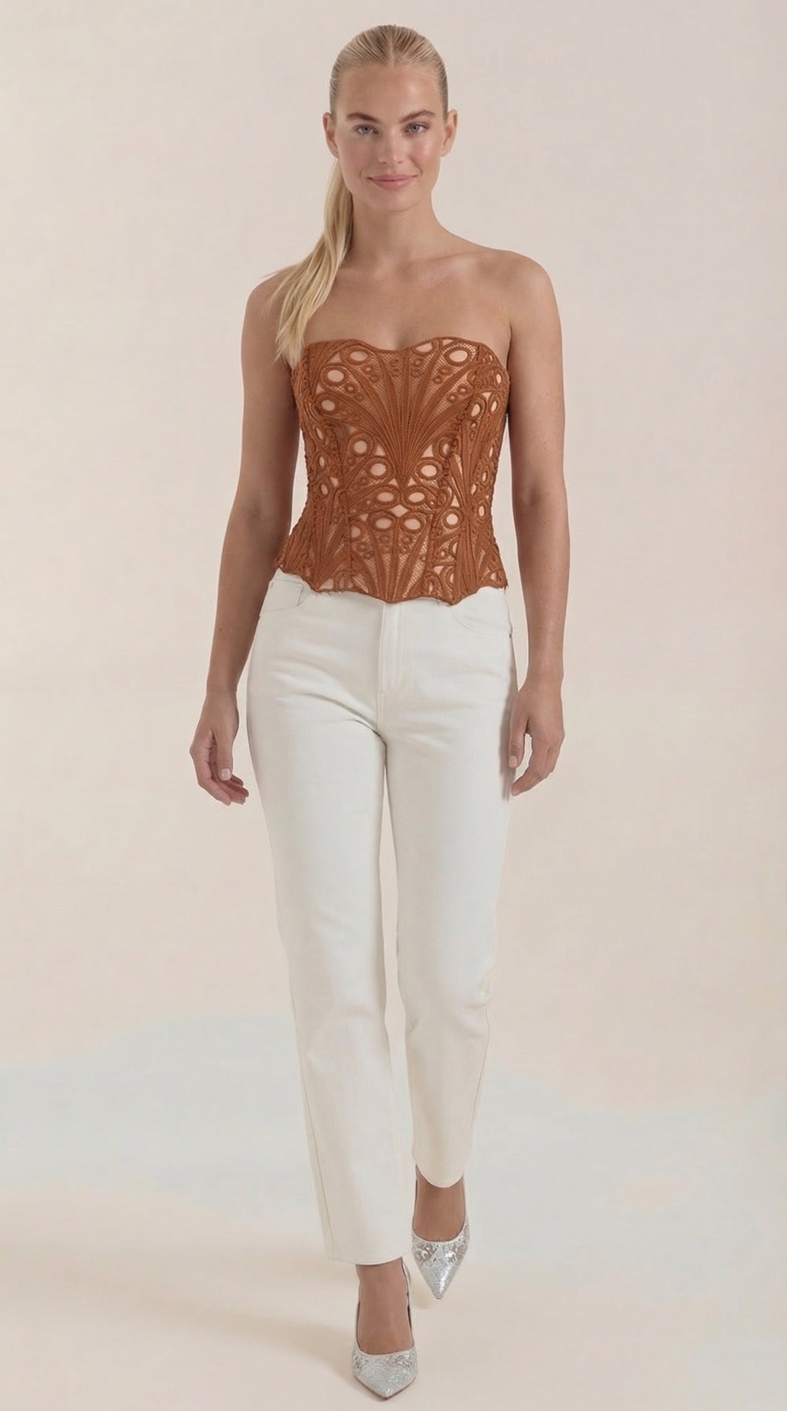 Top Corsé Robyn de Encaje sin Tirantes