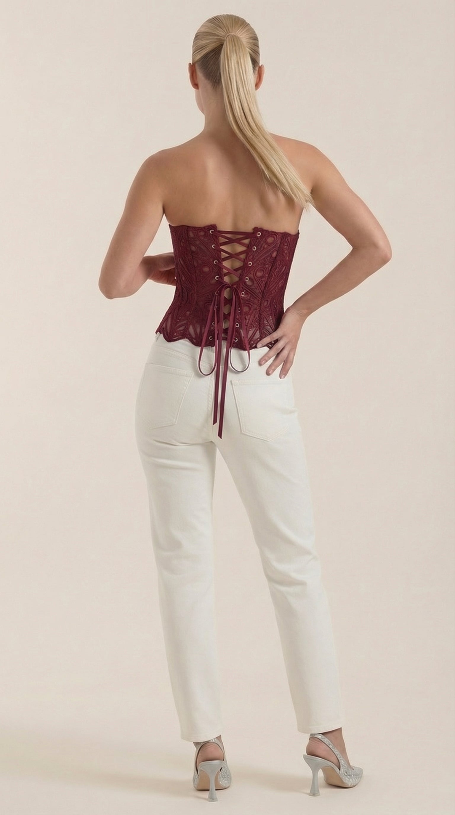 Top Corsé Robyn de Encaje sin Tirantes
