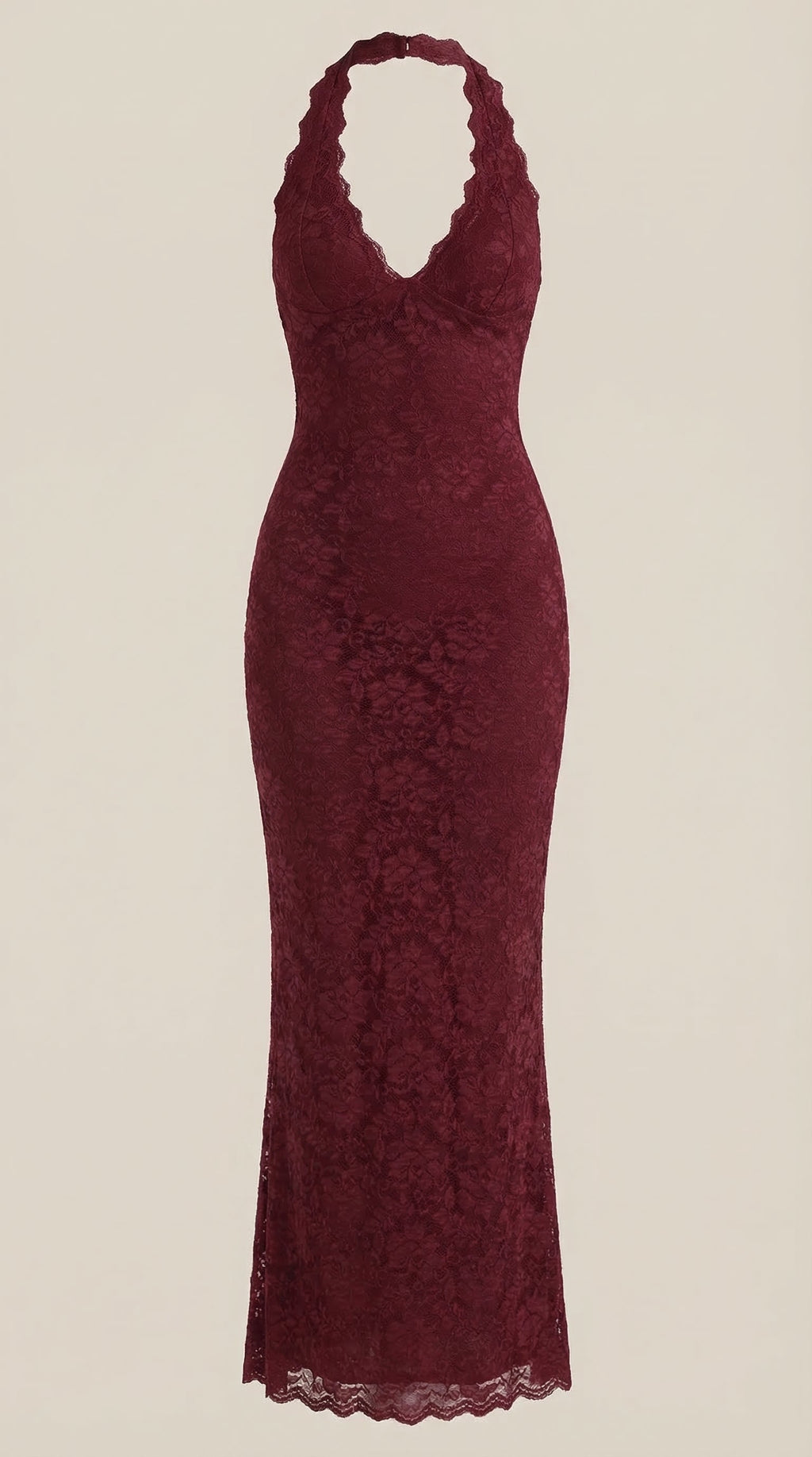 Vestido Maxi Roxanne de Encaje con Escote Halter