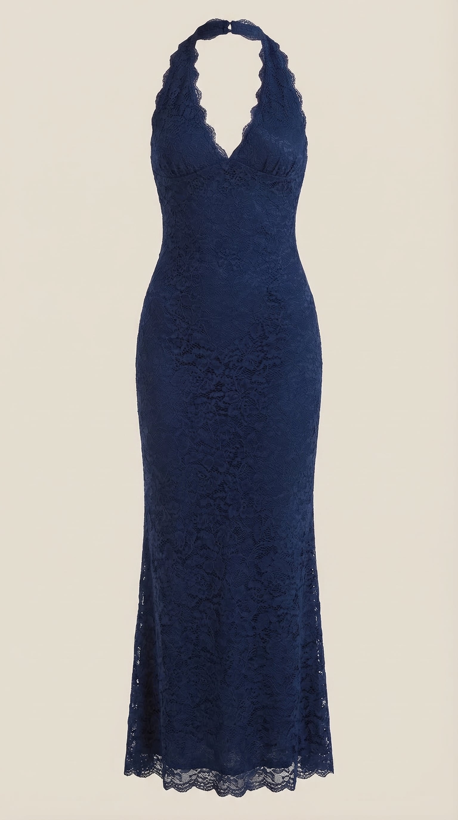 Vestido Maxi Roxanne de Encaje con Escote Halter